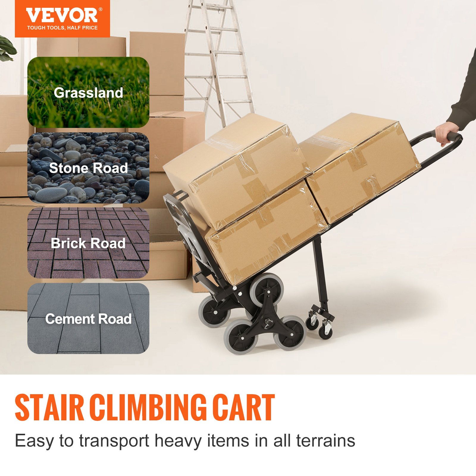 VEVORHeavy-DutyStairClimbingHandTruck-Foldable&AdjustableHandCartDol