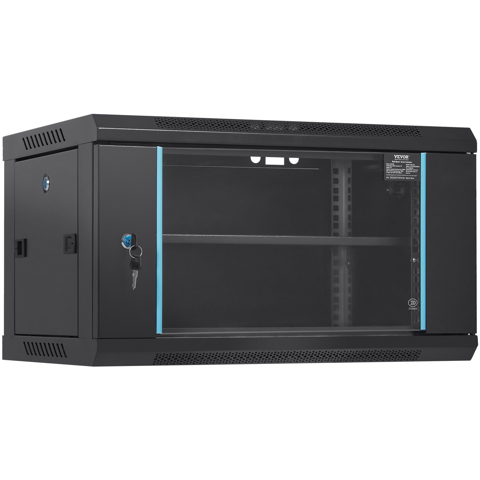 6U Wall Mount Server Cabinet 15.5" Deep Rack Enclosure, Locking Door, 200lbs Max