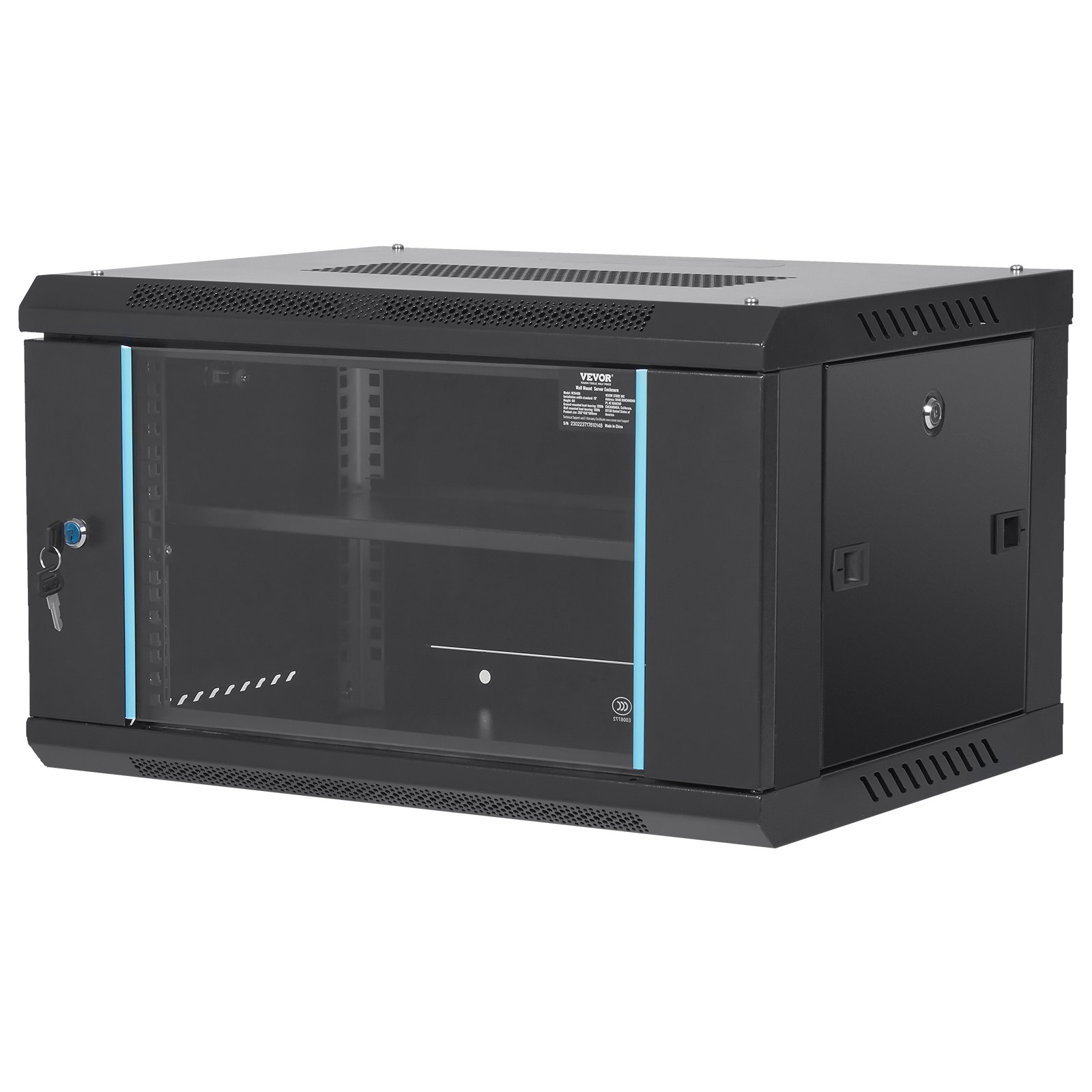 6U Wall Mount Server Cabinet 15.5" Deep Rack Enclosure, Locking Door, 200lbs Max