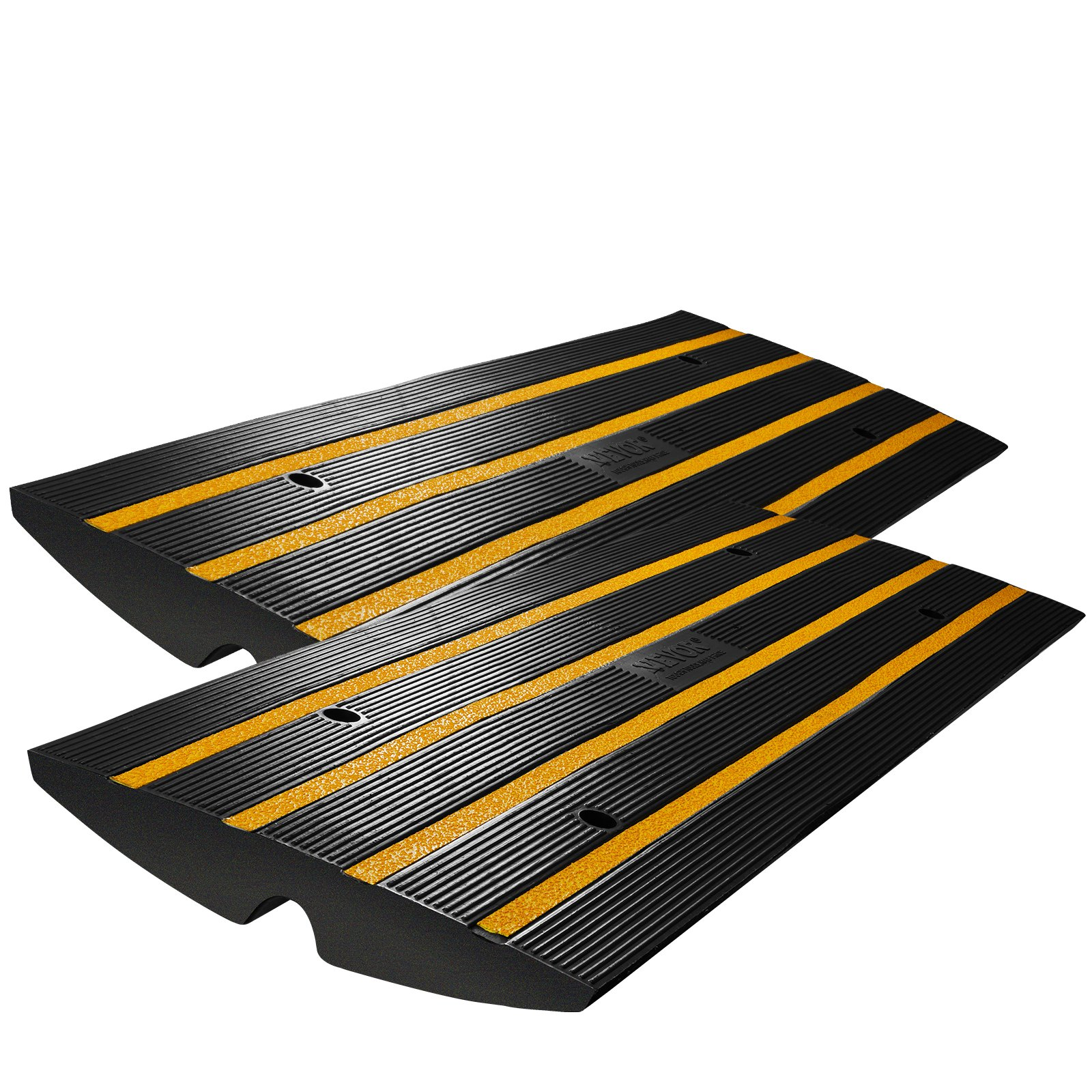 VEVOR Rubber Curb Ramp for Driveway 2 Pack, 15T Heavy Duty Sidewalk Curb Ramp, 2