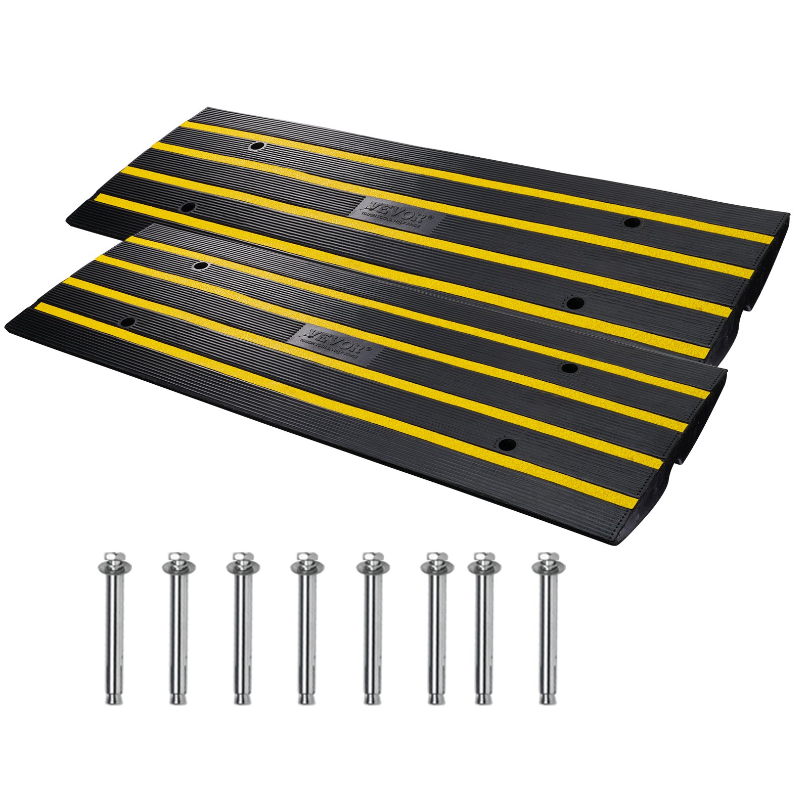 VEVOR Rubber Curb Ramp for Driveway 2 Pack, 15T Heavy Duty Sidewalk Curb Ramp, 2