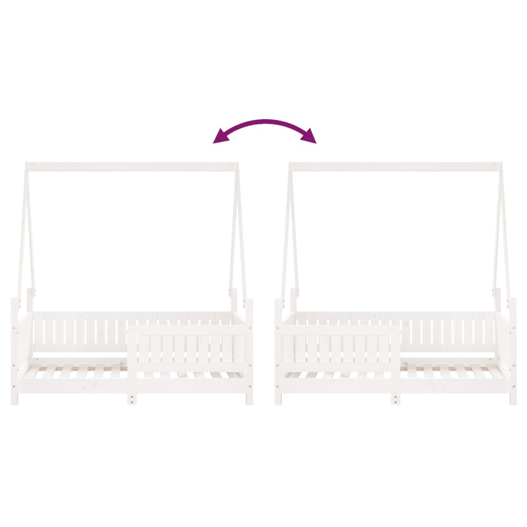 Kids White Bed Frame - 70x140 cm | Solid Pine Wood Toddler House Bed | Fun and C - Picture 8 of 10
