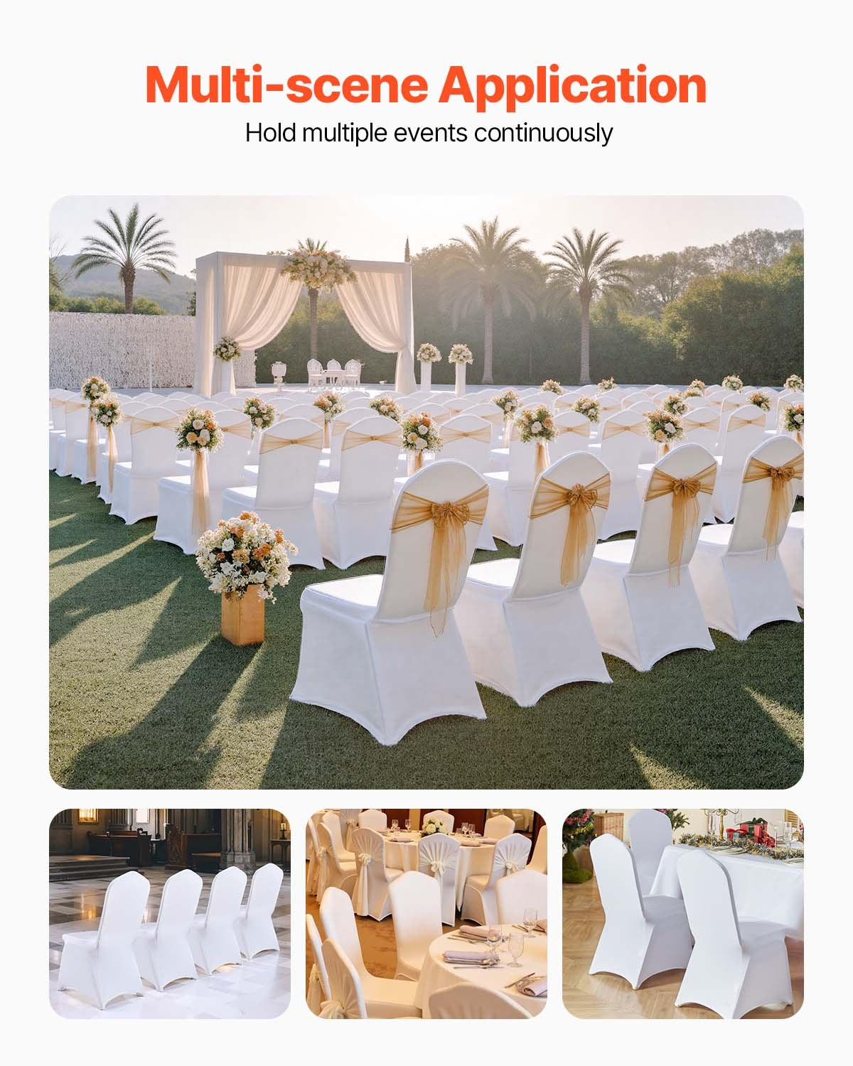 VEVOR 100PCS White Stretch Spandex Folding Chair Covers for Wedding Party Dining