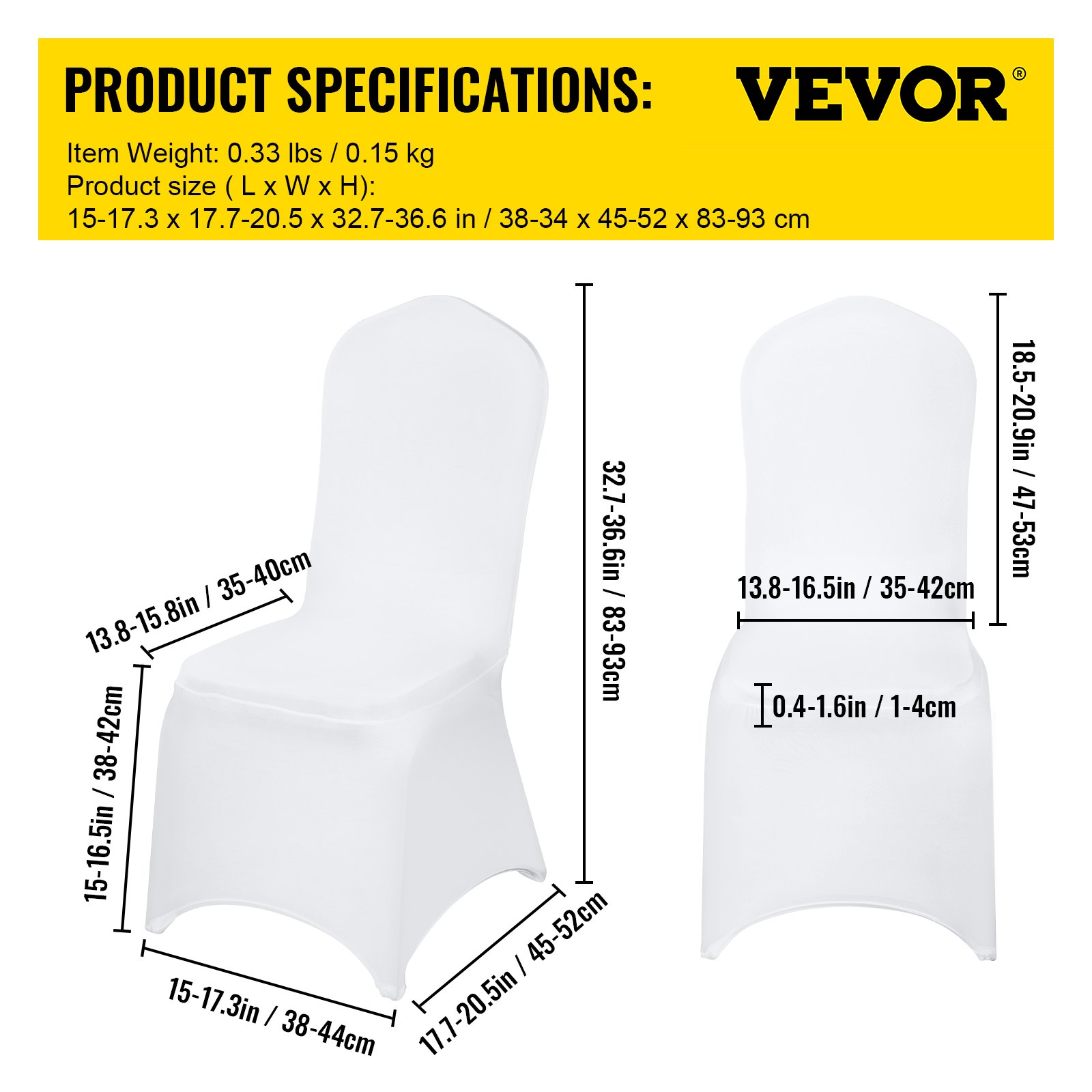 Stretch Spandex Folding Chair Covers - 50PCS White, Universal Fitted, Removable - Picture 7 of 12