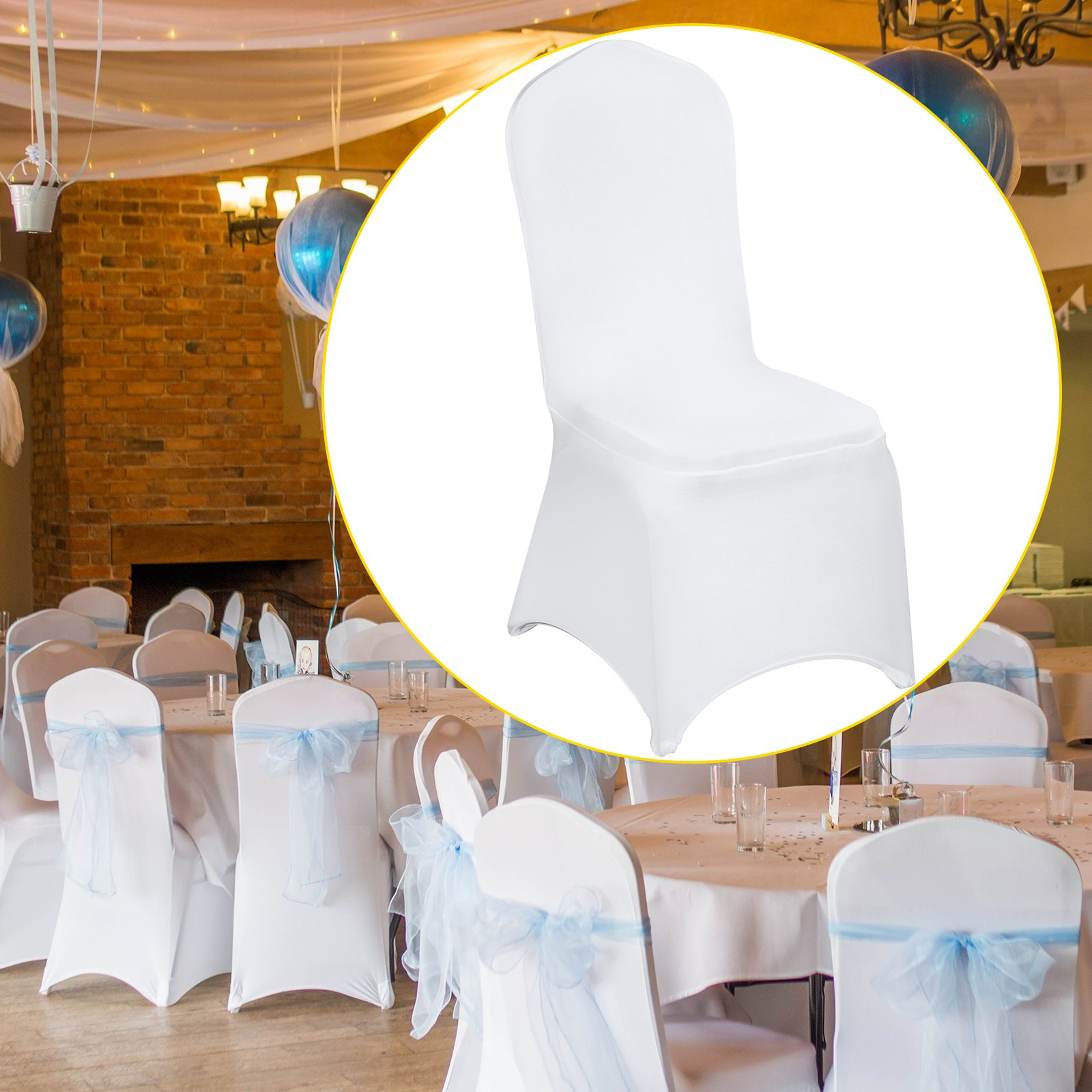 Stretch Spandex Folding Chair Covers - 50PCS White, Universal Fitted, Removable - Picture 8 of 12