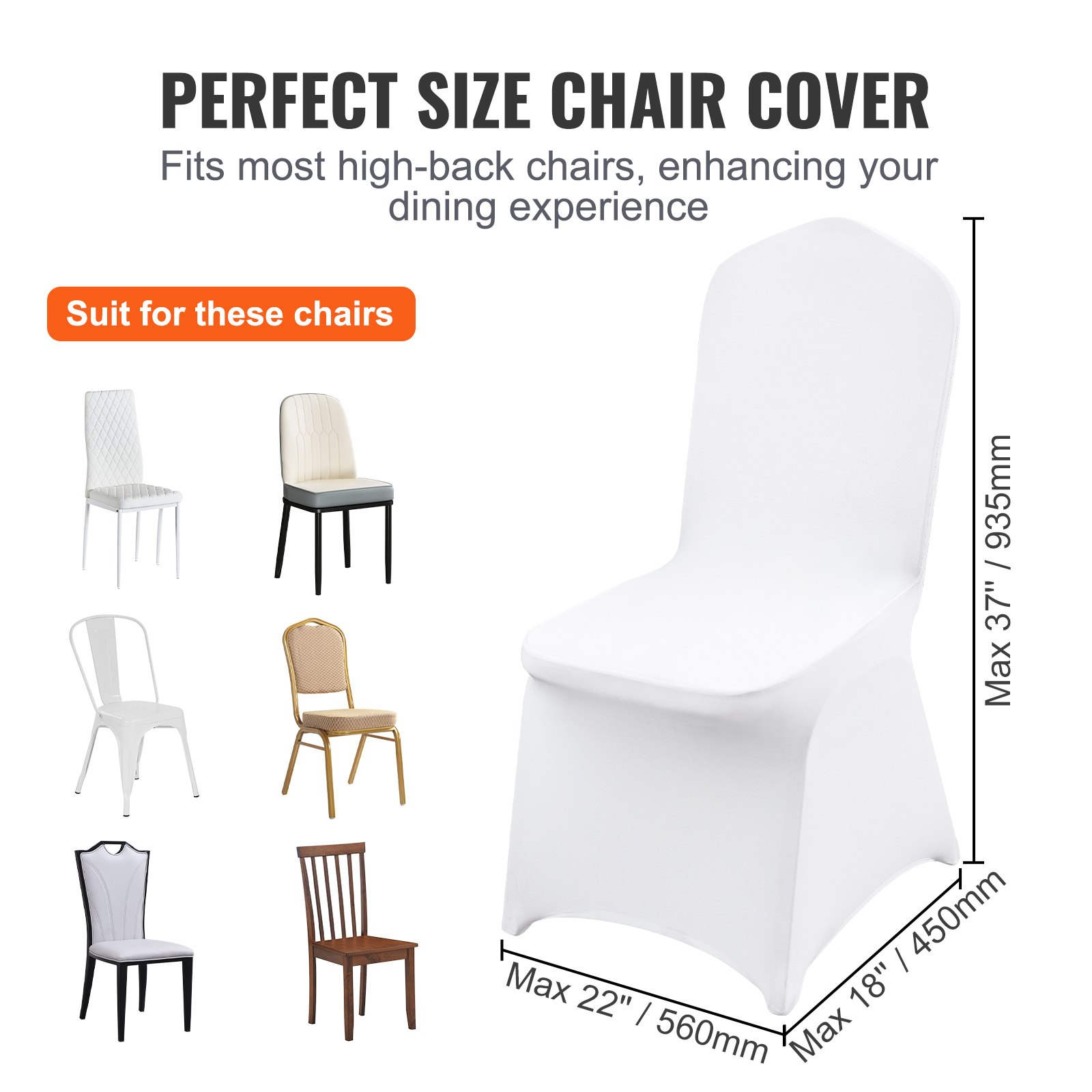 Stretch Spandex Folding Chair Covers - 50PCS White, Universal Fitted, Removable - Picture 12 of 12