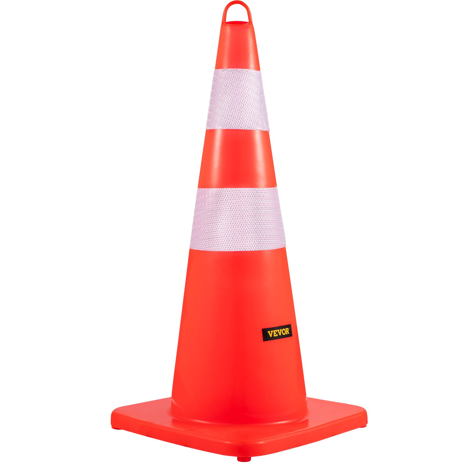 Safety Cones, 12 x 28" Traffic Cones, PVC Orange Construction Cones, 2 Reflectiv