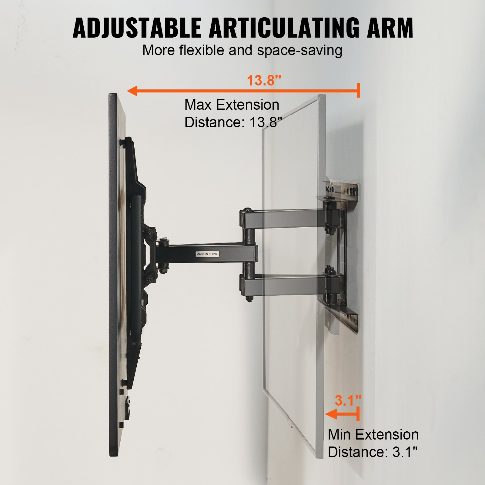 Full Motion TV Mount Fits for Most 37-75 inch TVs, Swivel Tilt Horizontal Adjust