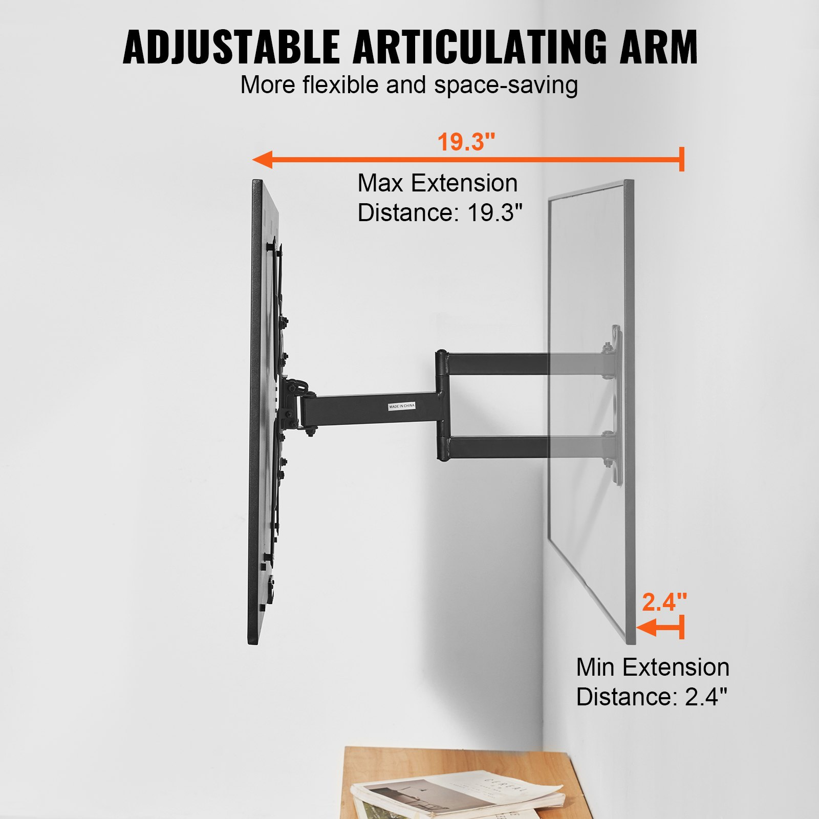 VEVOR Full Motion TV Mount Fits for Most 26-55 inch TVs, Holds up to 99 lbs