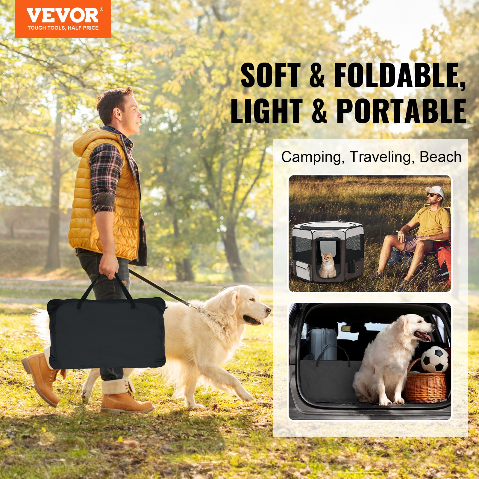 VEVOR Foldable Pet Playpen, 36 inch Portable Dog Playpen, M)