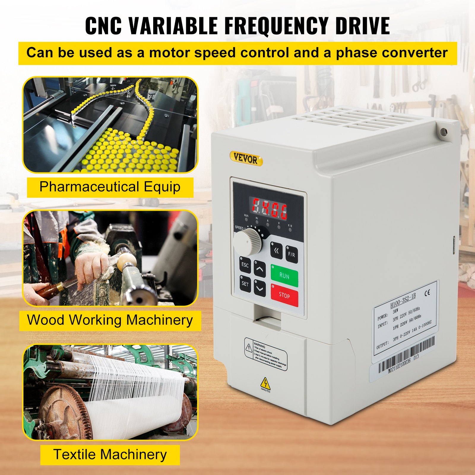 Variable Frequency Drive 3KW 4HP VFD Inverter 220V CNC Motor Speed Control - Picture 1 of 10