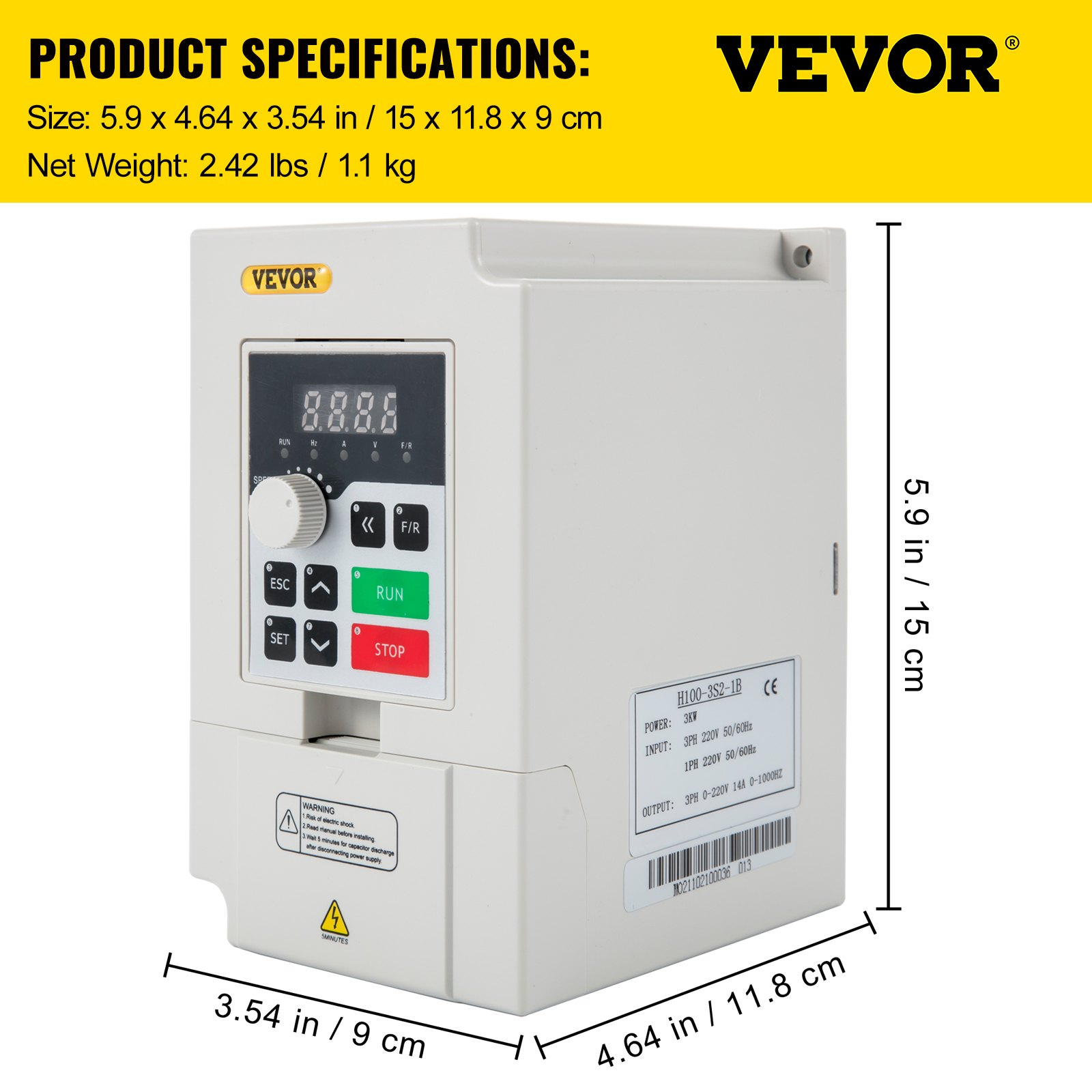 Variable Frequency Drive 3KW 4HP VFD Inverter 220V CNC Motor Speed Control - Picture 6 of 10