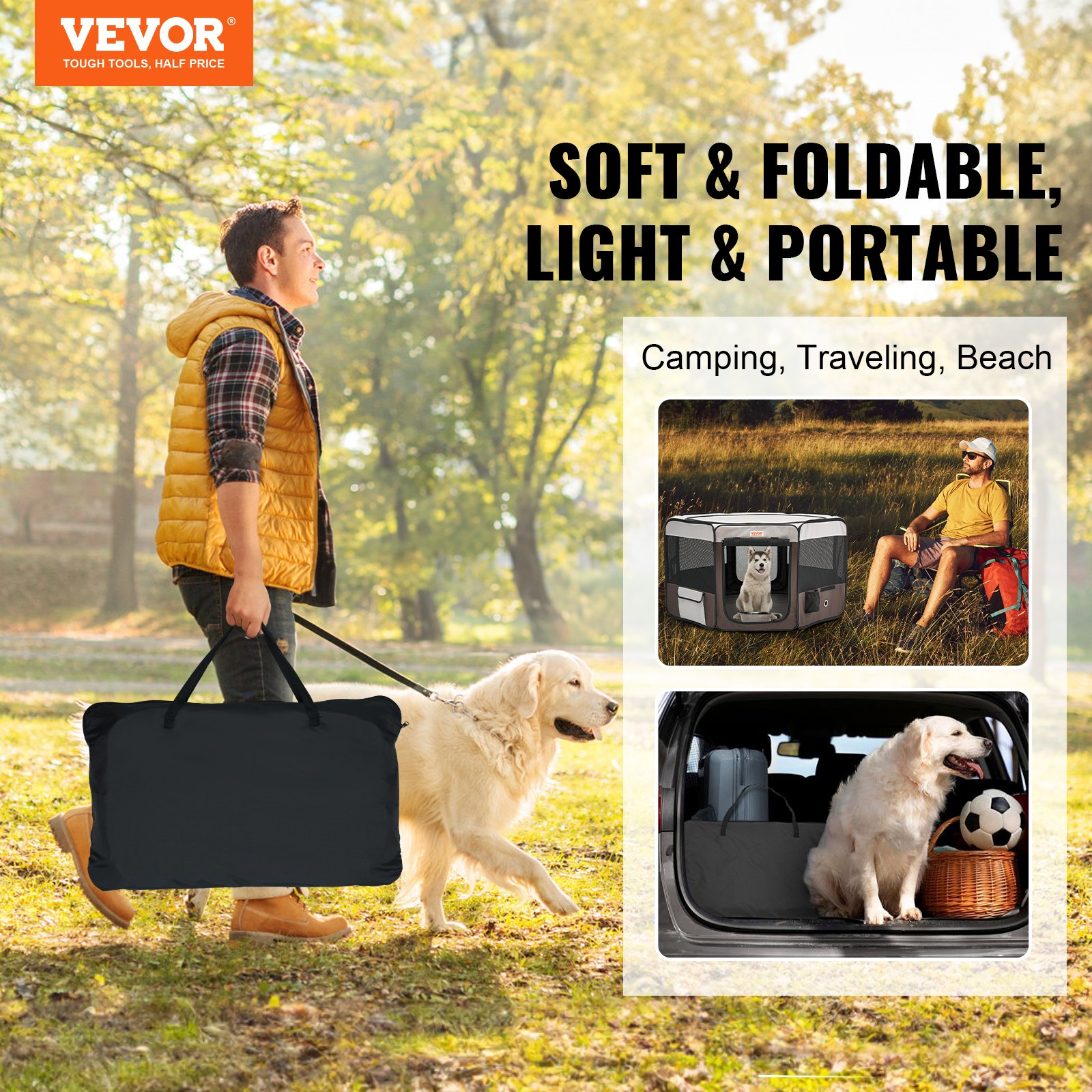 VEVOR Foldable Pet Playpen - Portable Dog Playpen, Crate Kennel for Puppy, L)