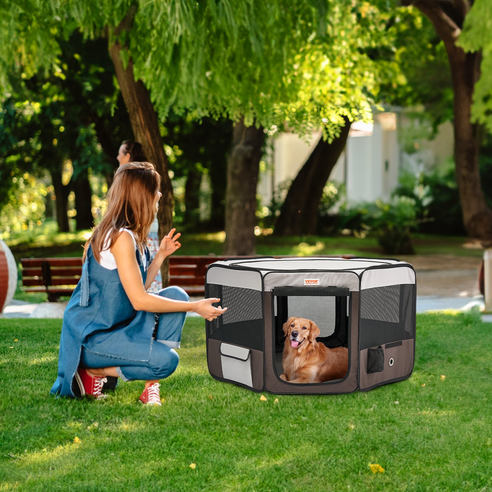 VEVOR Foldable Pet Playpen - Portable Dog Playpen, Crate Kennel for Puppy, L)