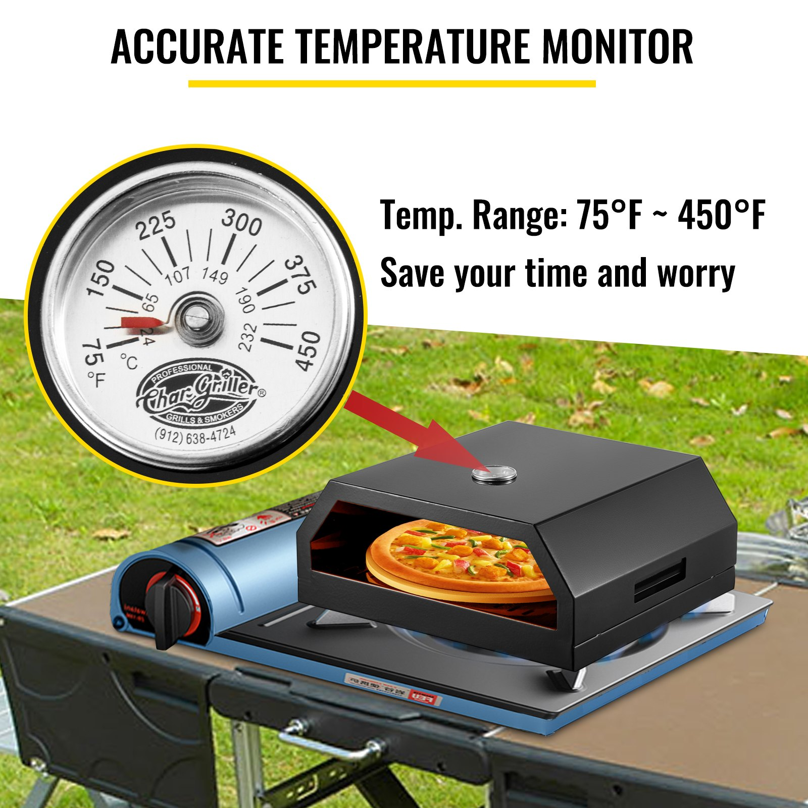 VEVOR Pizza Oven Kit, Stainless Steel Portable Pizza Oven for Gas, Thermometer.