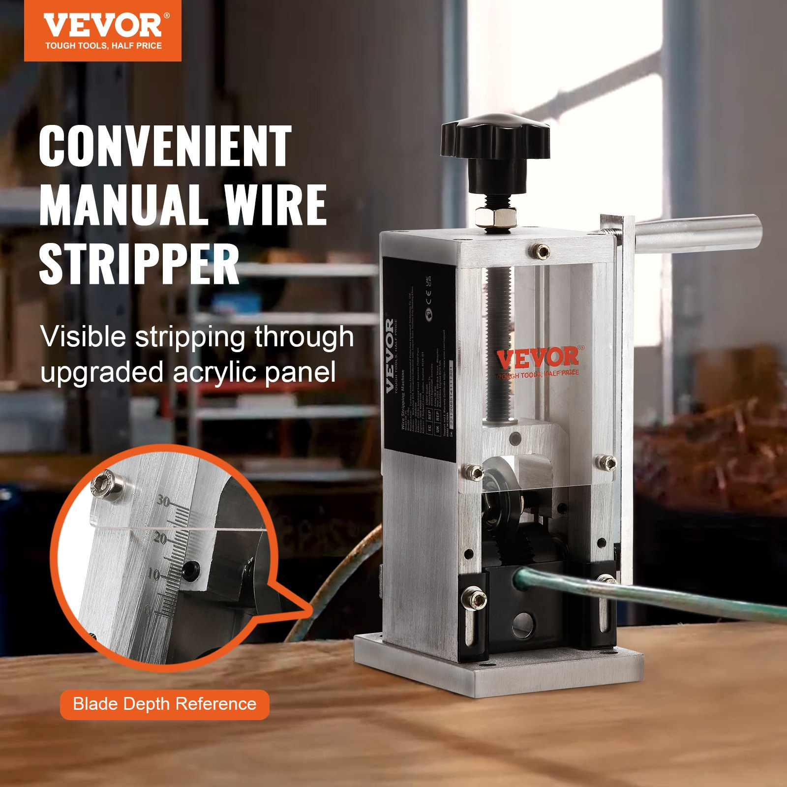 VEVOR Wire Stripping Machine Drill‑Powered Copper Cable Stripper Hand Crank Tool