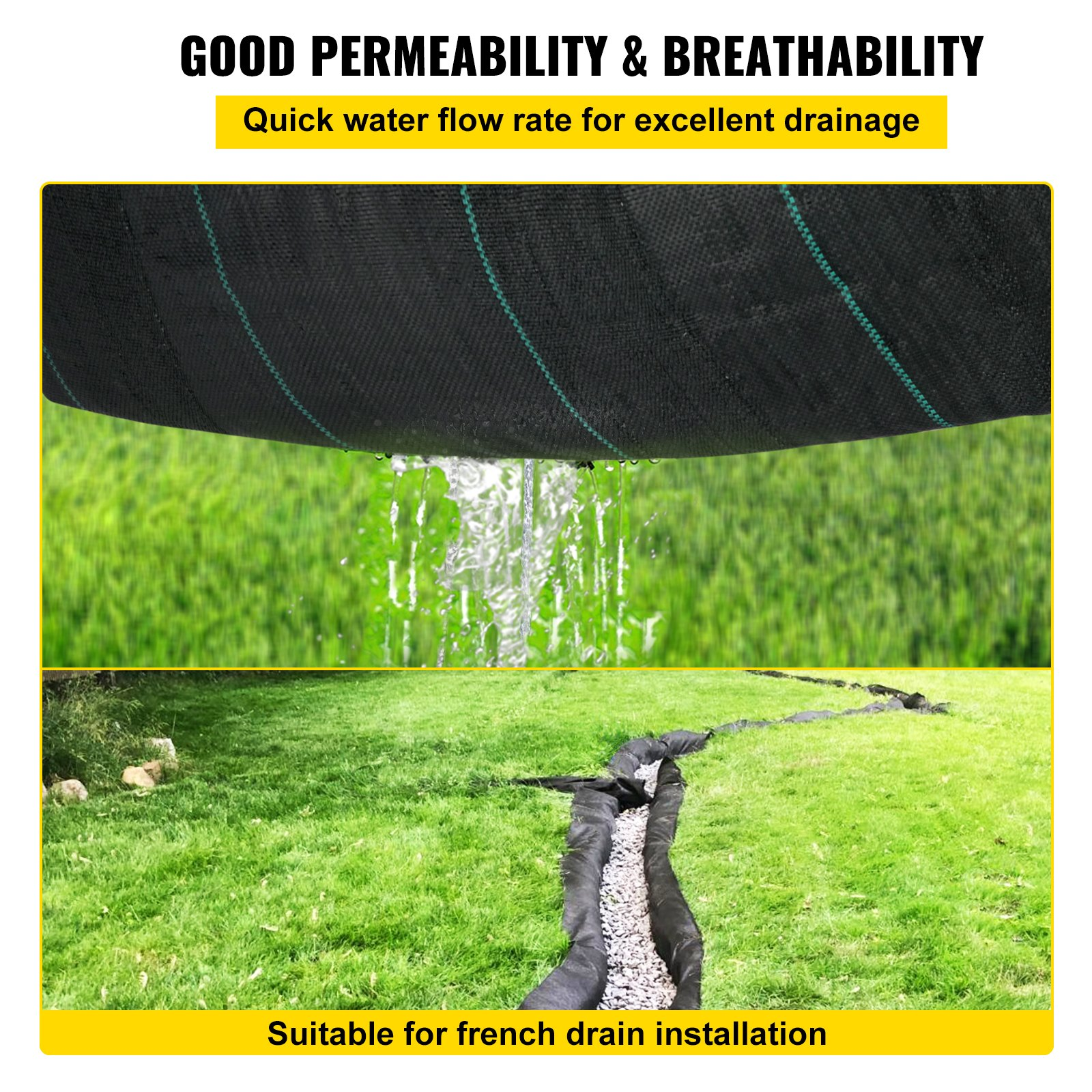 VEVOR Geotextile Fabric, Black