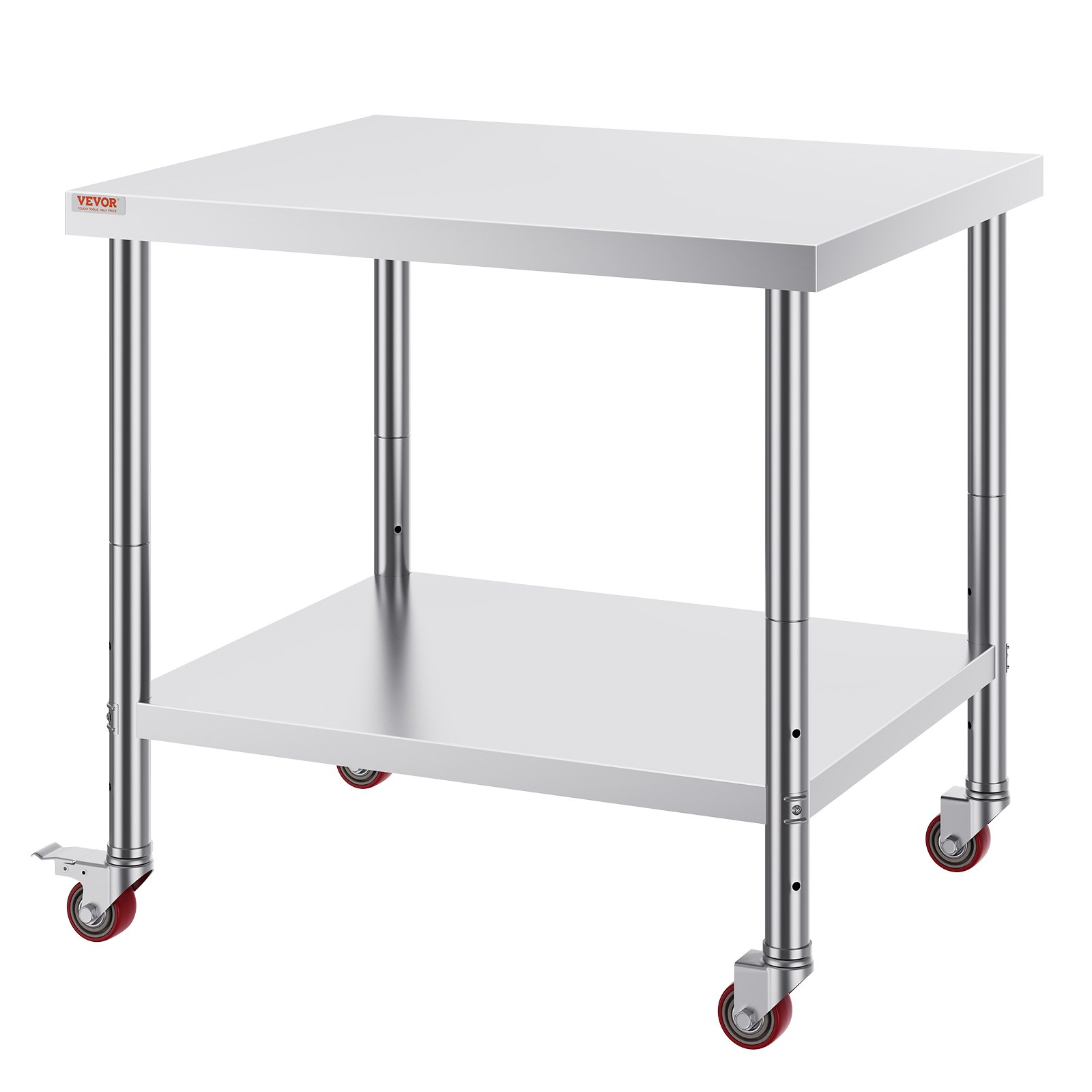 36x30x34 Stainless Steel Work Table w/ Wheels 700 lb Capacity Adjustable