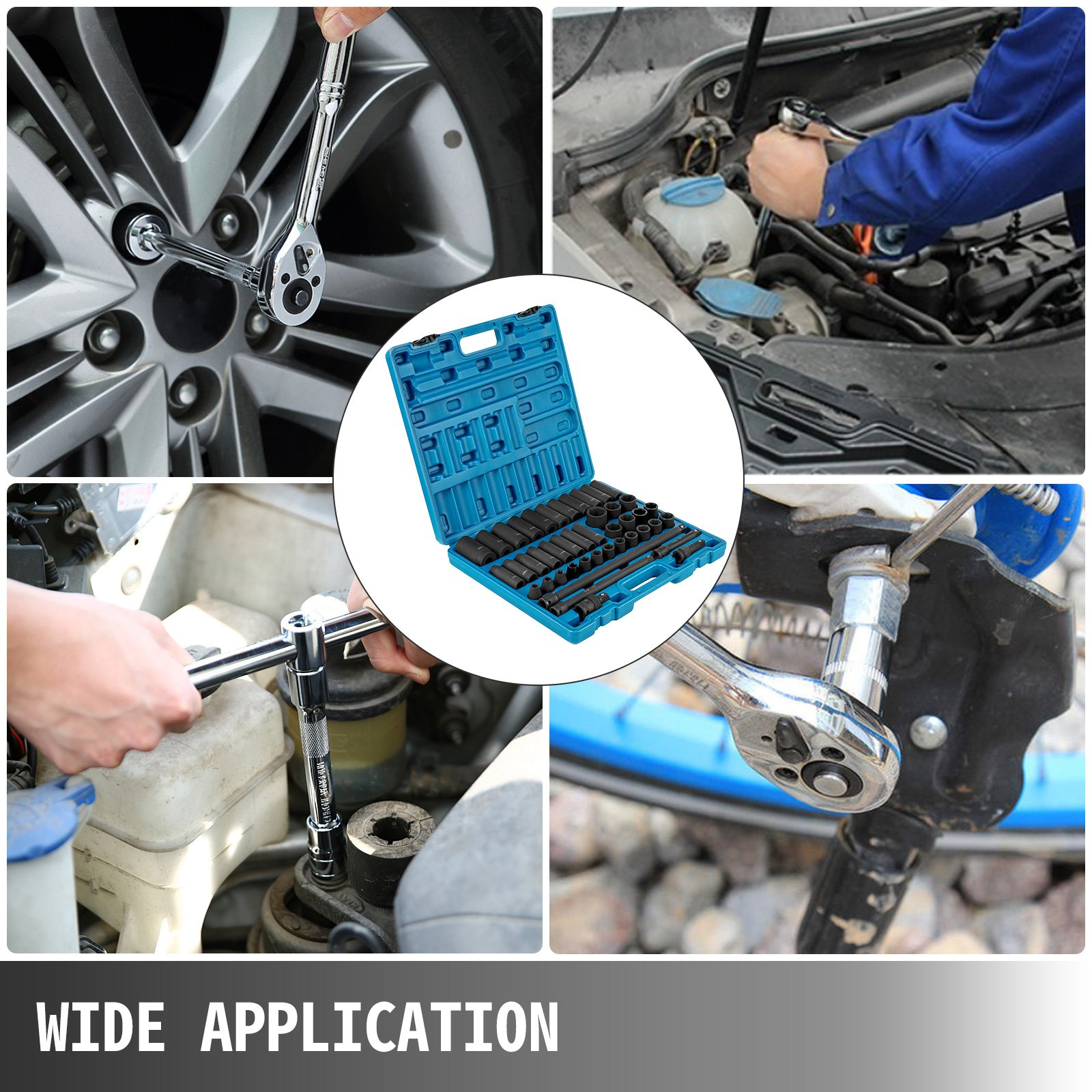 1/2" Impact Socket Set, 43-Piece Metric 9-30mm, Standard/Deep 6-Point Sockets - Picture 7 of 10
