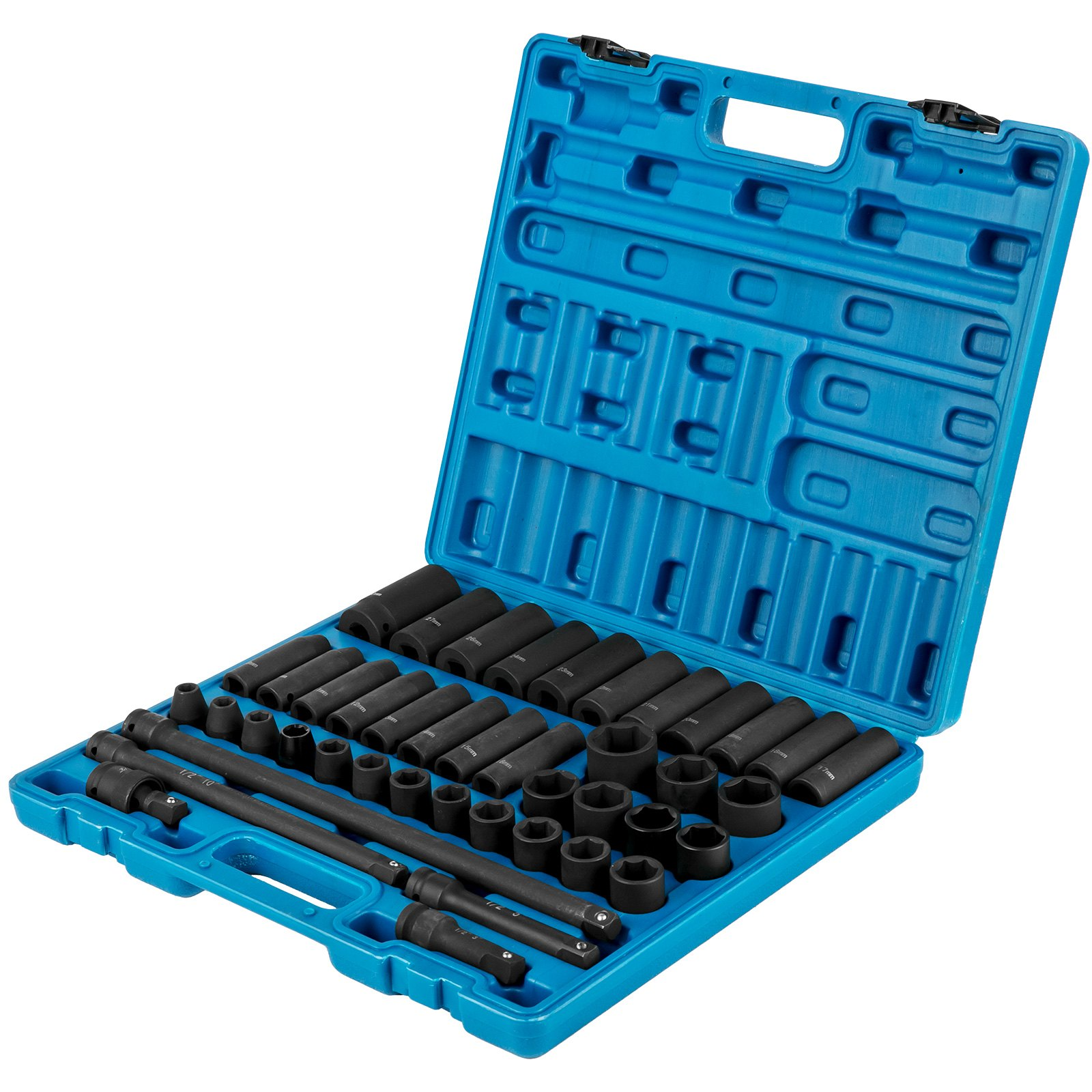 1/2" Impact Socket Set, 43-Piece Metric 9-30mm, Standard/Deep 6-Point Sockets - Picture 1 of 10