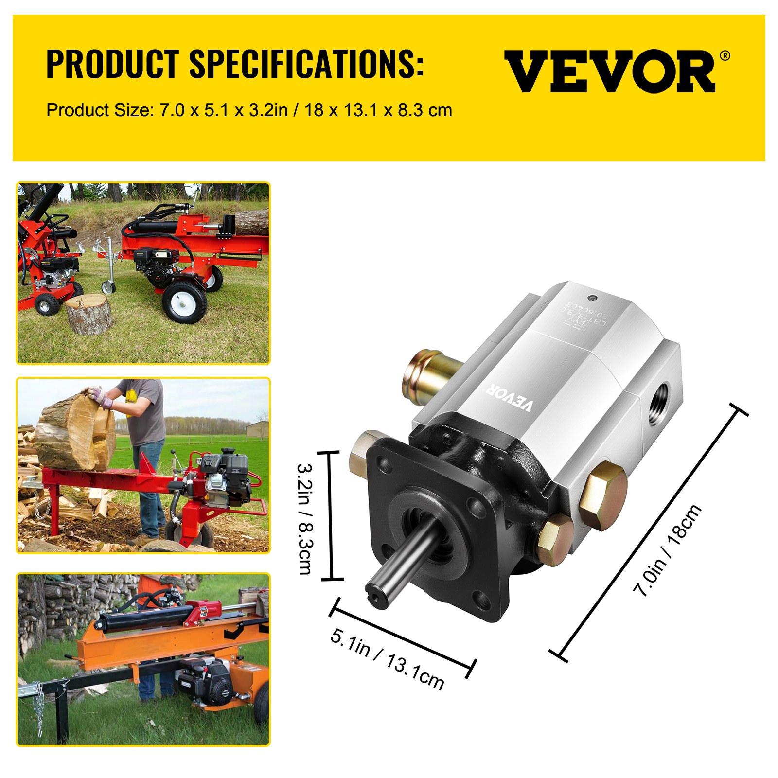 13 GPM Hydraulic Wood Splitter Pump, 2-Stage, 3000 PSI, 3600 RPM Aluminum Pump - Picture 5 of 11