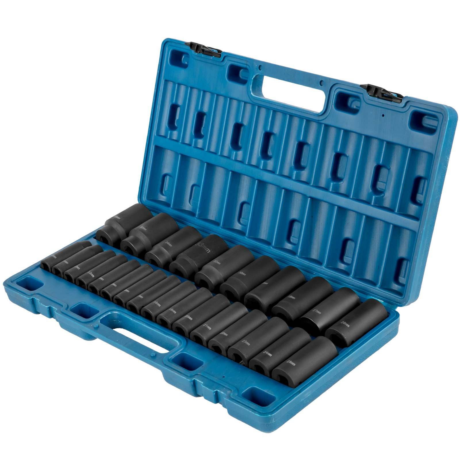 1/2'' Drive Impact Socket Set, 26pc Metric 10-36mm Deep 6-Point Sockets w/ Case - Picture 9 of 10