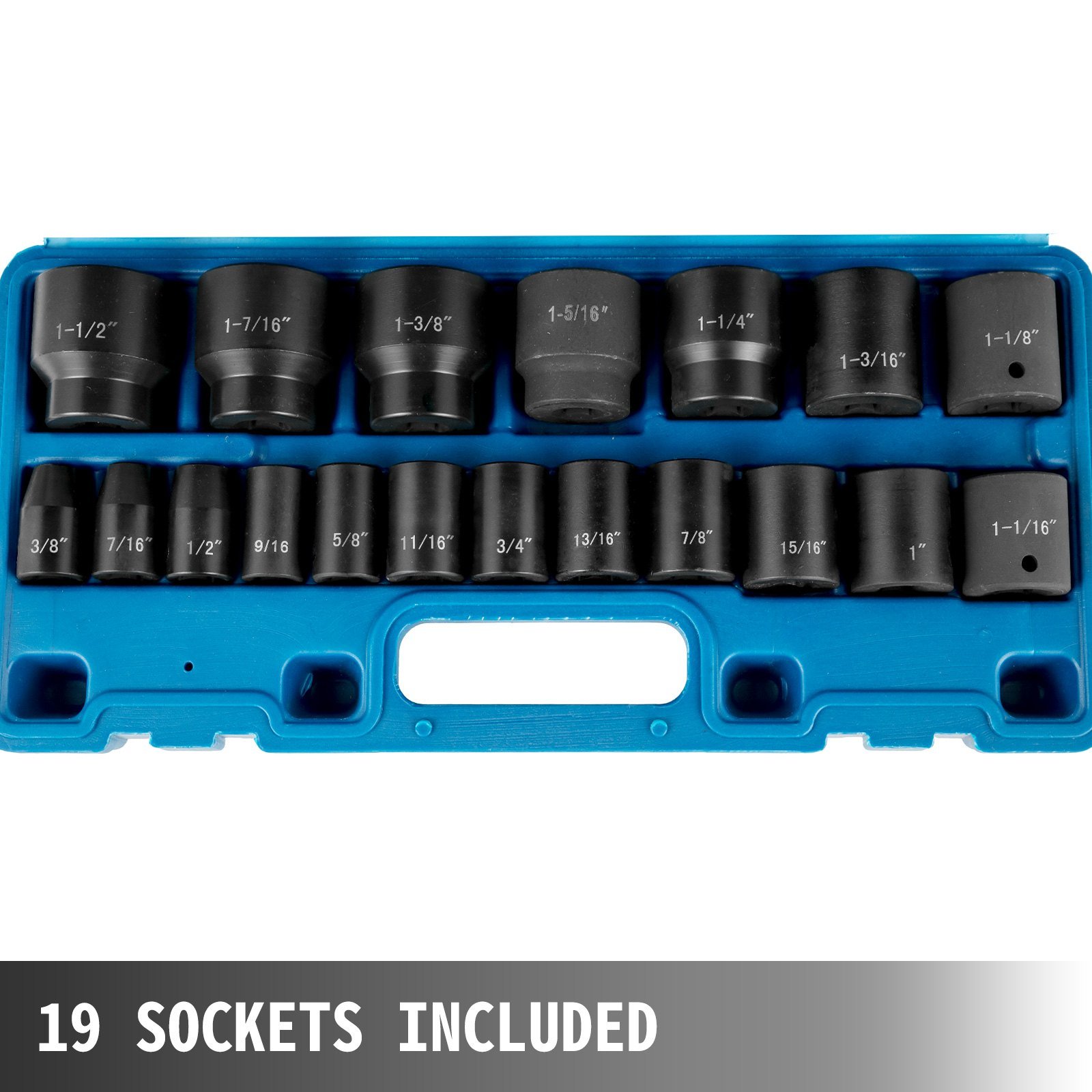 VEVOR Impact Socket Set 1/2 Inches 19 Piece Impact Sockets, Standard Socket Assortment, 1/2 Inches Drive Socket Set Impact Standard SAE (3/8 Inches to — photo 2