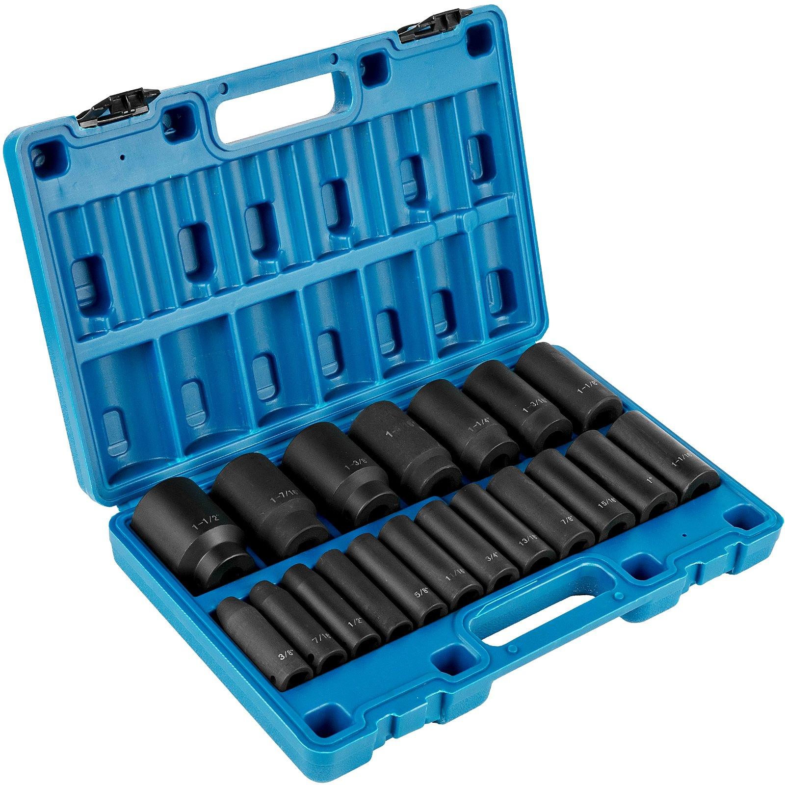 1/2" Impact Socket Set, 19-Piece, Deep 6-Point Cr-V, 3/8" to 1-1/2" with Case - Bild 9 von 10