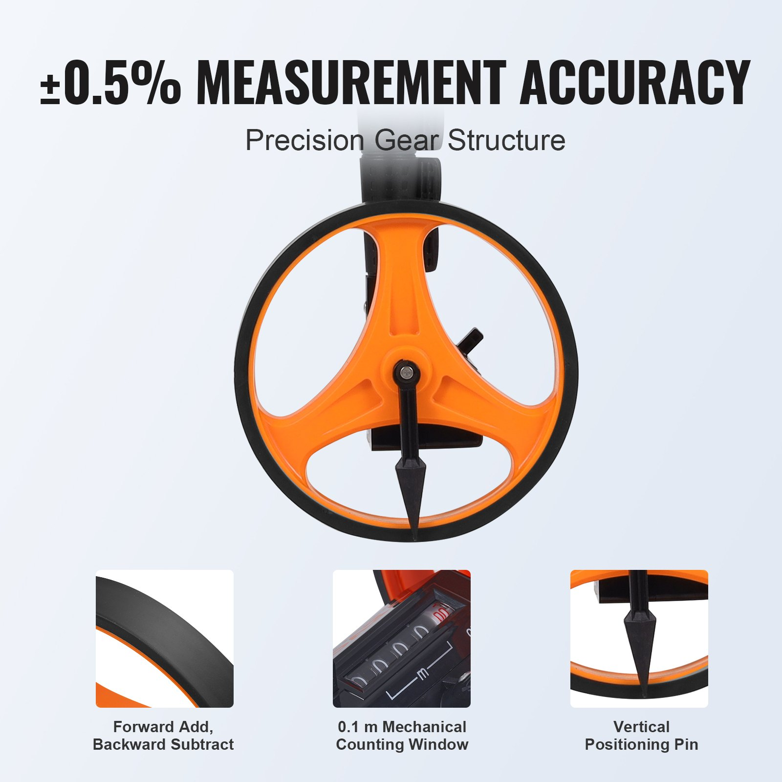 6.3" Measuring Wheel, 0-9,999m, Telescoping, w/ Back Bag, for Lawn/Road Use - Picture 2 of 10