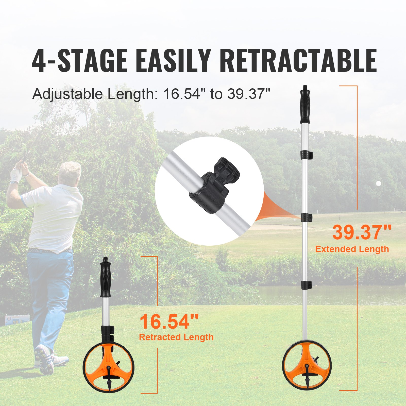 6.3" Measuring Wheel, 0-9,999m, Telescoping, w/ Back Bag, for Lawn/Road Use - Picture 4 of 10