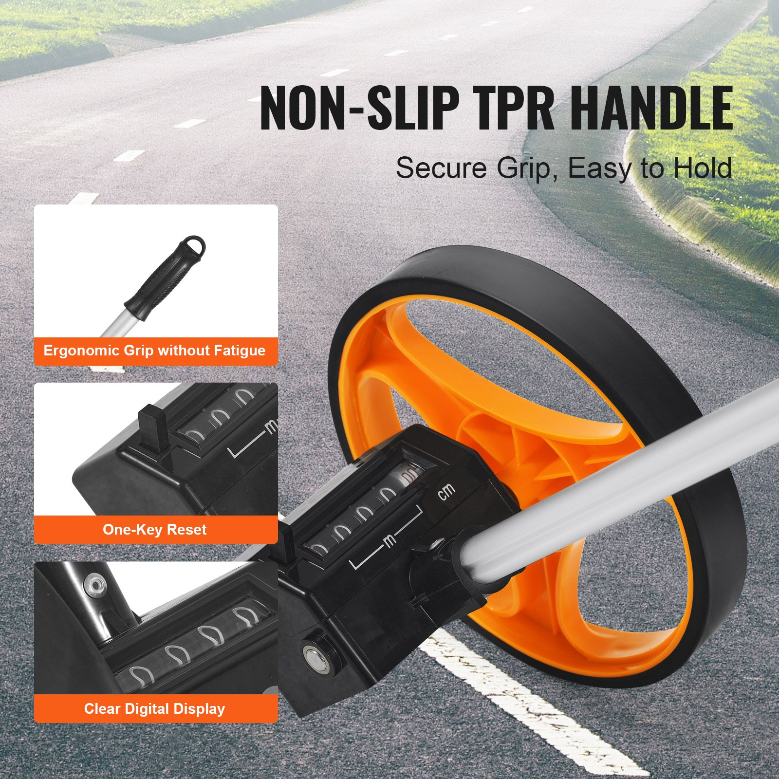 6.3" Measuring Wheel, 0-9,999m, Telescoping, w/ Back Bag, for Lawn/Road Use - Picture 5 of 10
