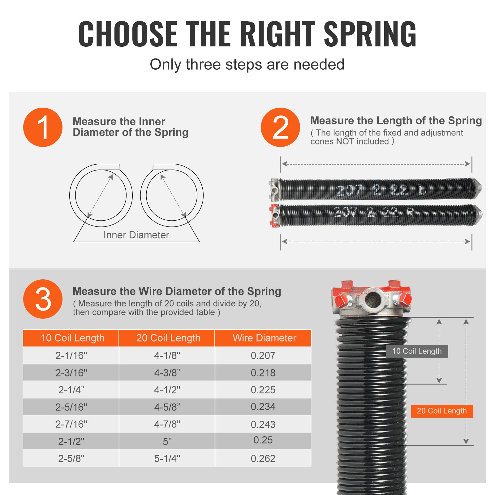 VEVOR Garage Door Torsion Springs, Electrophoresis Coated for Replacement