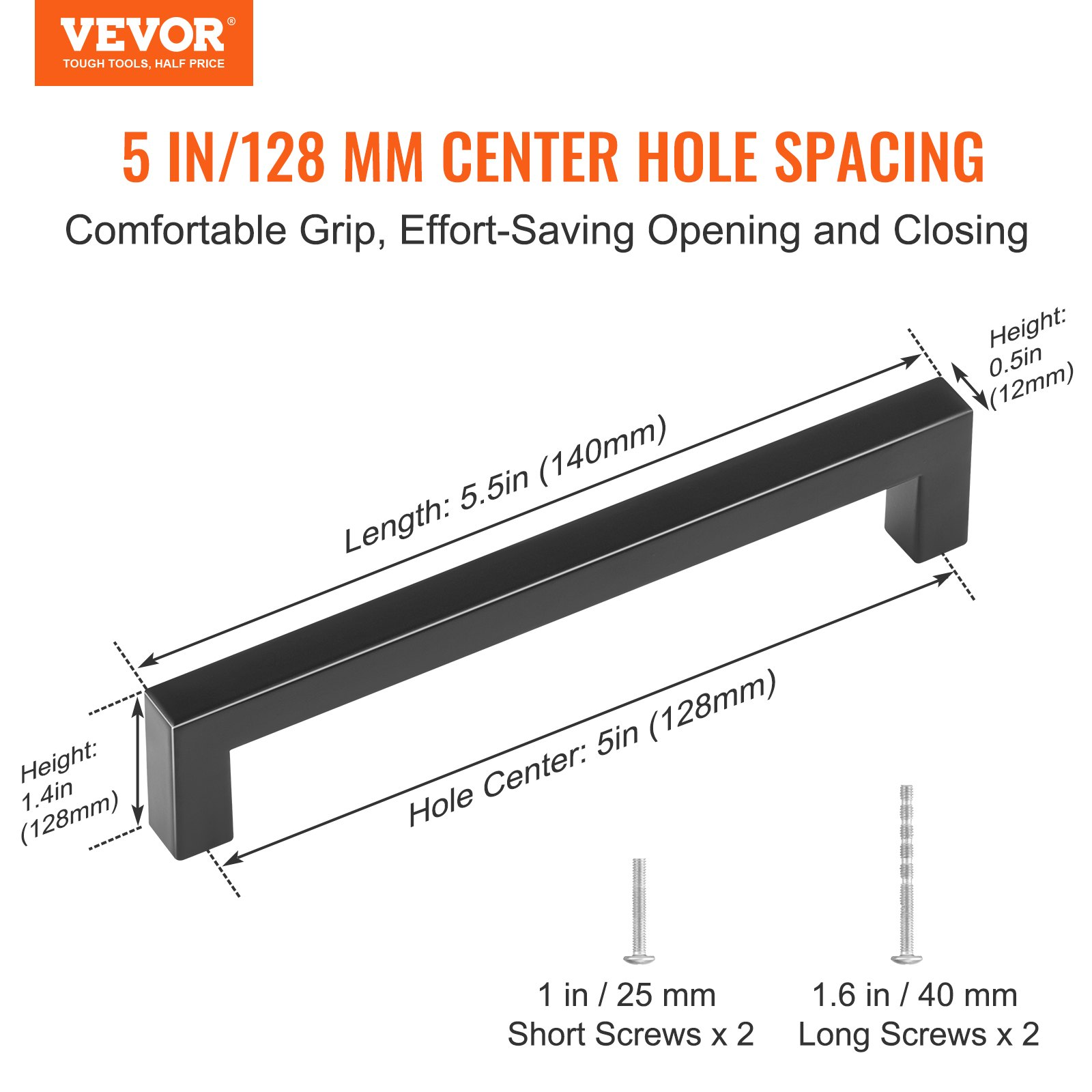 30 Pack Cabinet Pulls, 5.03in / 128mm Center to Center Slim Square Kitchen Cabi