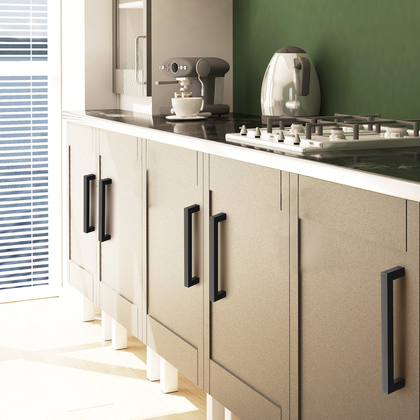 30 Pack Cabinet Pulls, 5.03in / 128mm Center to Center Slim Square Kitchen Cabi