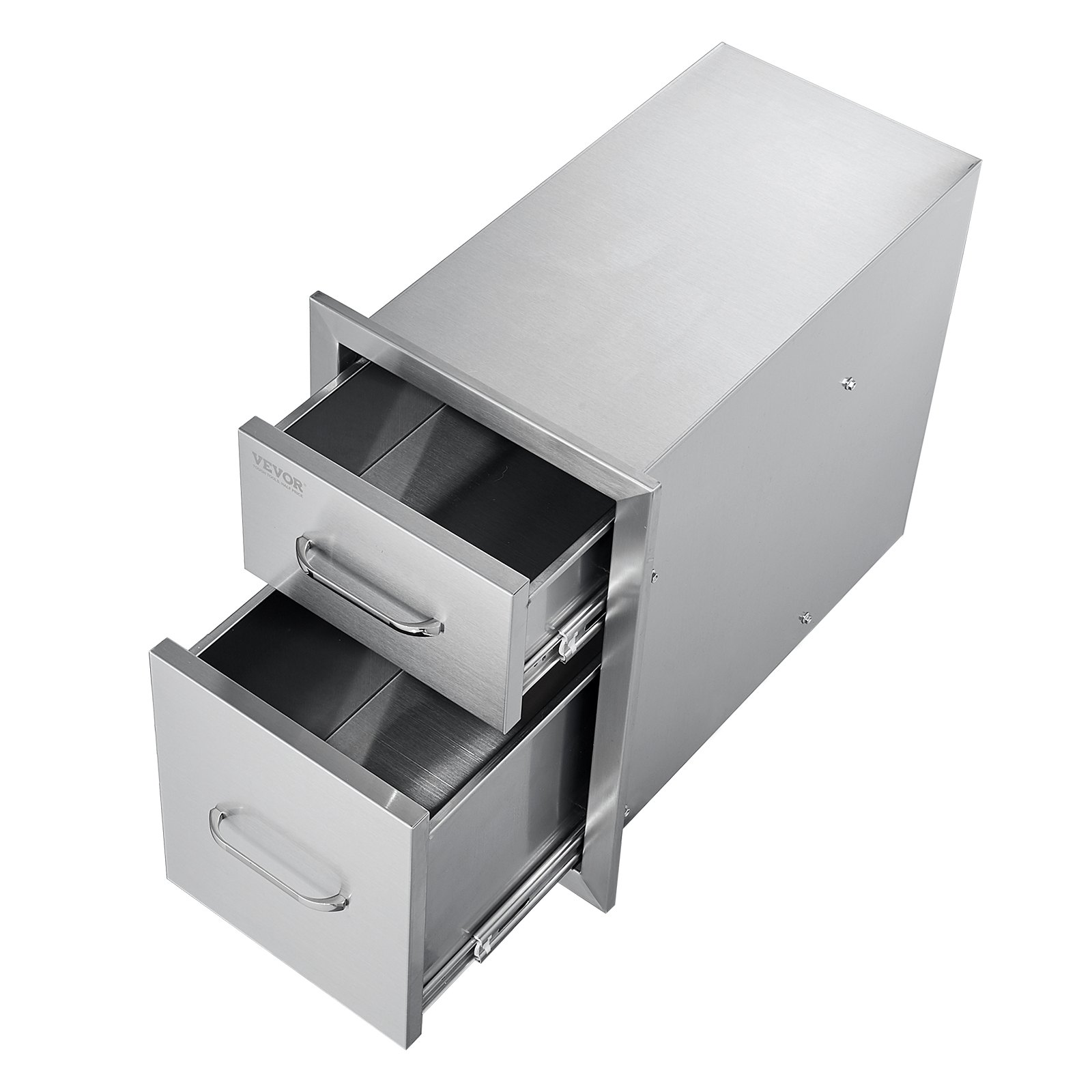 Outdoor Kitchen Drawers, 13"x20.4"x20.8" Stainless Steel, Flush Mount Double BBQ