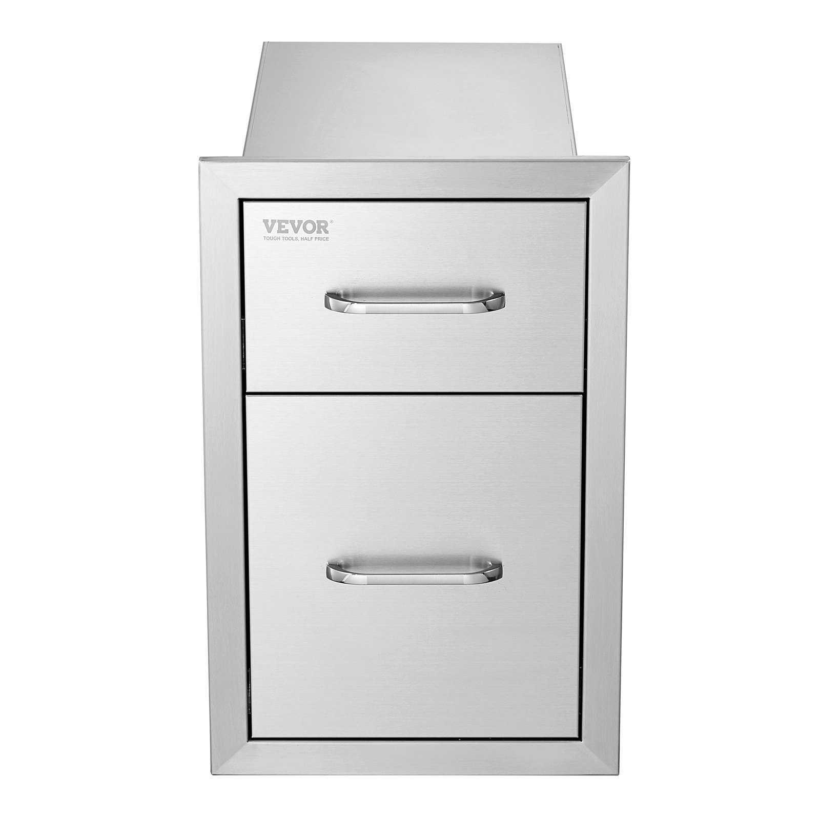 Outdoor Kitchen Drawers, 13"x20.4"x20.8" Stainless Steel, Flush Mount Double BBQ