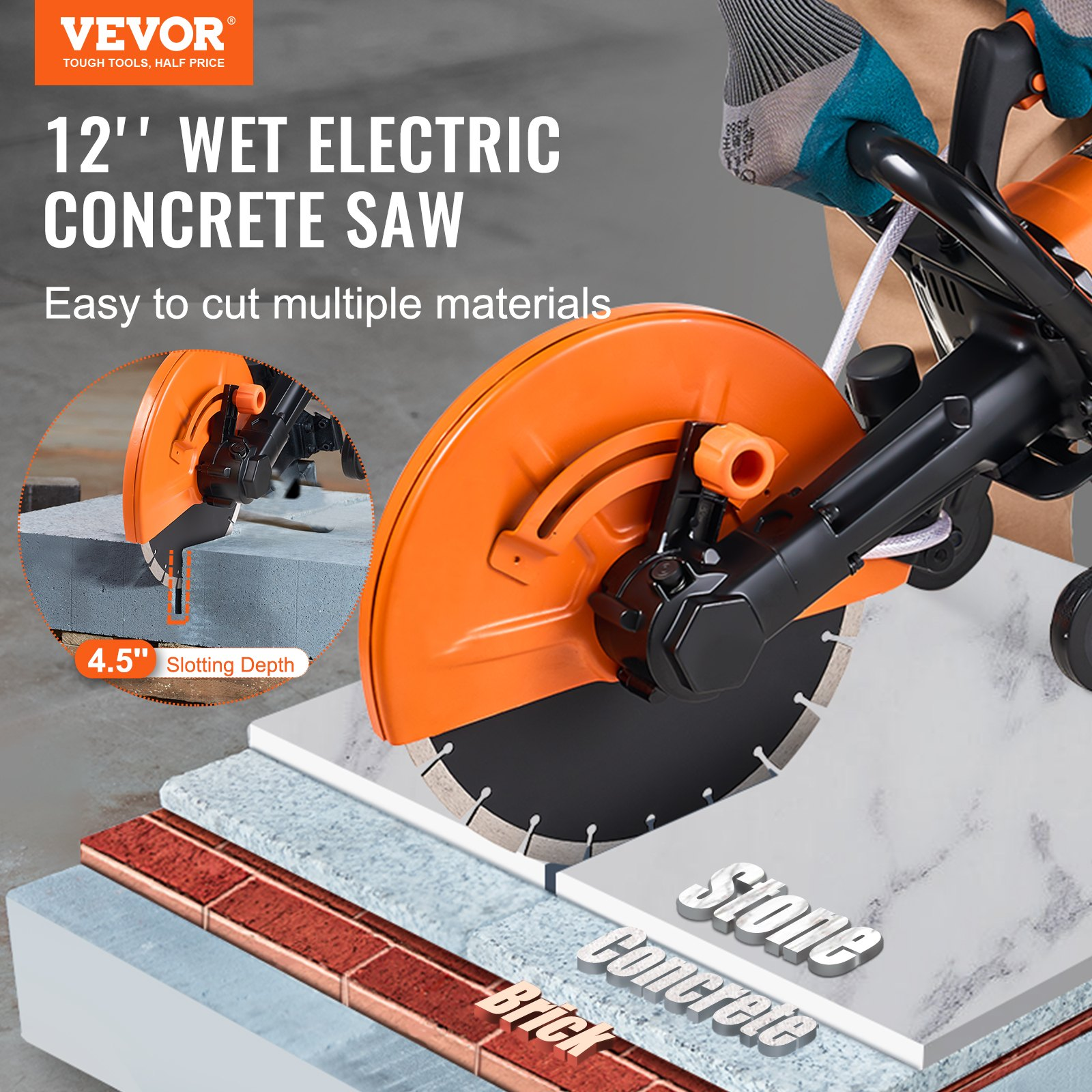 Electric Concrete Saw, 12 in, Brick