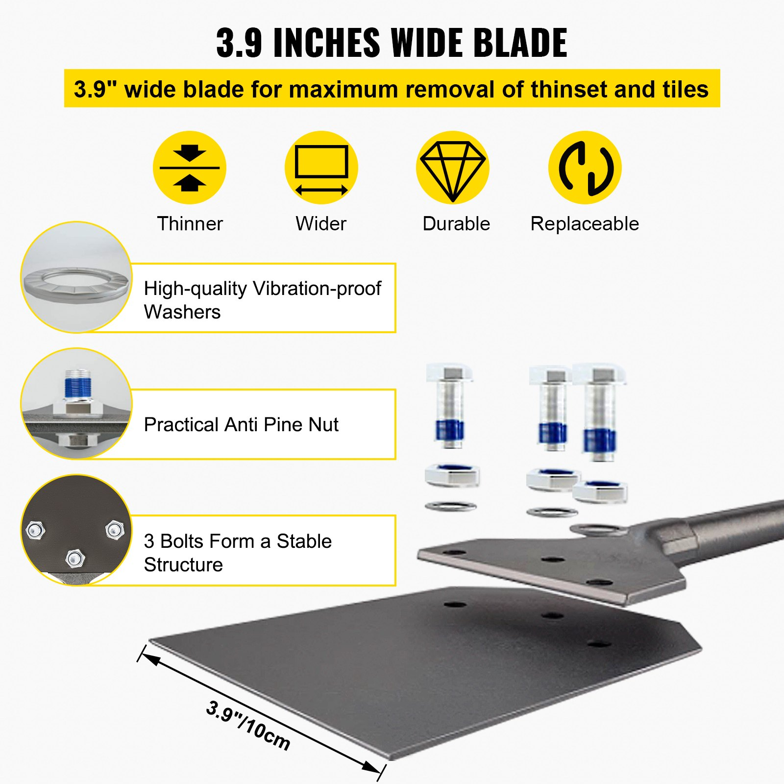 VEVOR Clay Spade, 3.9" x 9.5" SDS Plus Shank, Frozen Soil