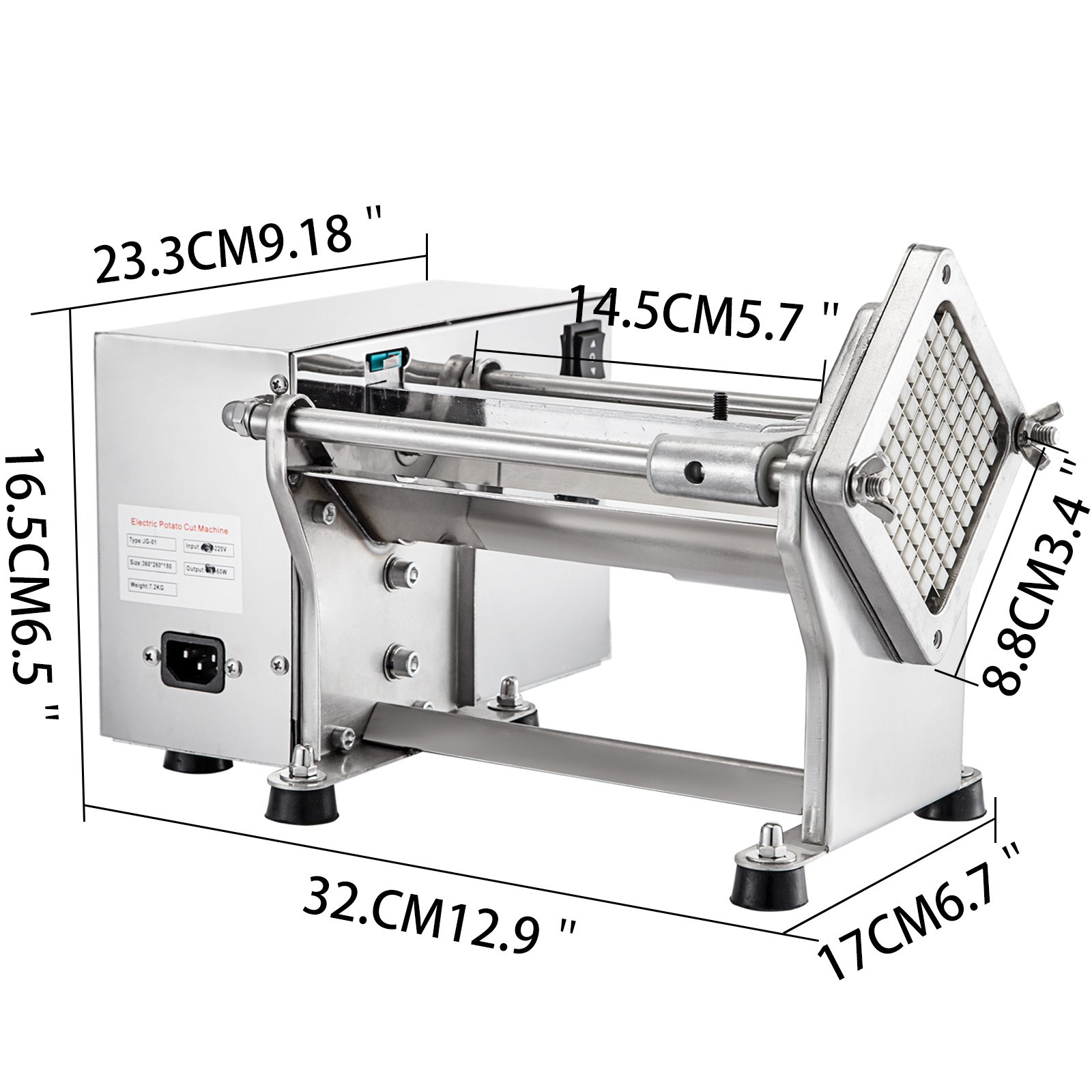 VEVOR Electric French Fry Cutter with 6mm 9mm 13mm and 8-Wedge Blade Potato Chip