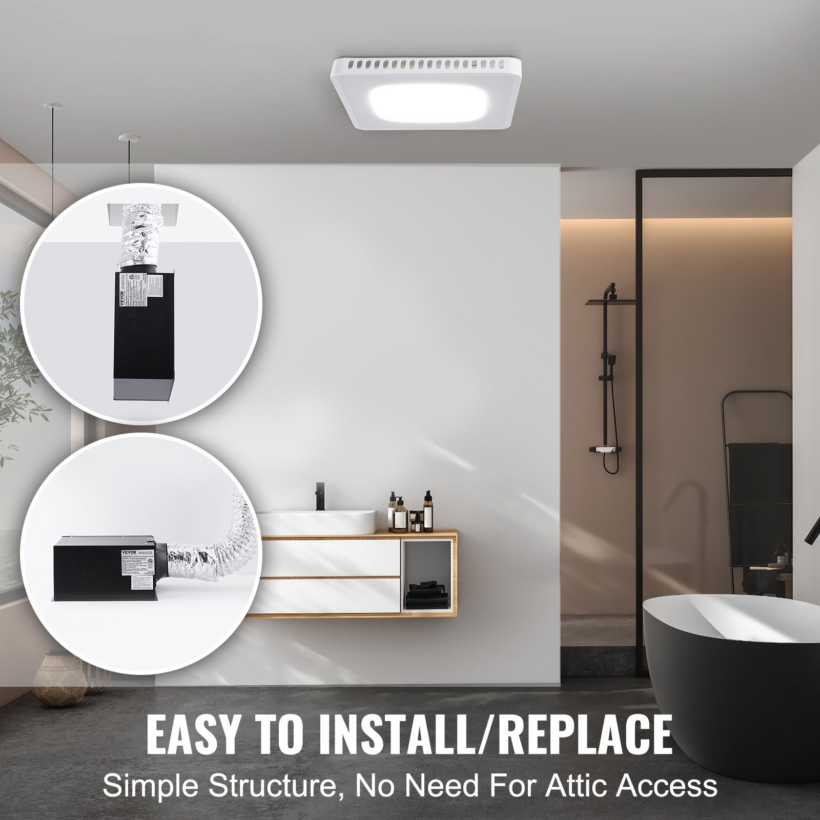 VEVOR Bathroom Exhaust Fan, 8 LED Colors, For Various Ceilings - Bild 5 von 10