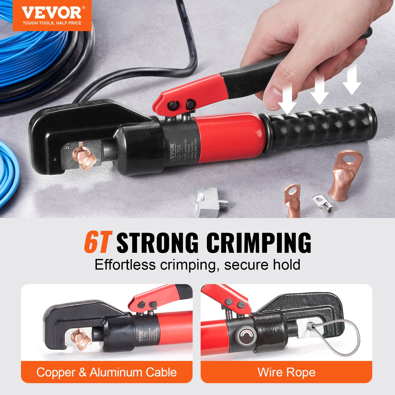 Hydraulic Crimping Tool with 9 Sets of Dies - AWG12-2/0 Copper And Aluminum Term - Picture 2 of 12