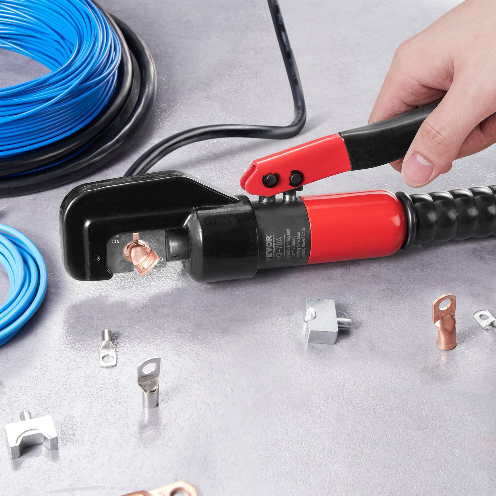 Hydraulic Crimping Tool with 9 Sets of Dies - AWG12-2/0 Copper And Aluminum Term - Picture 8 of 12