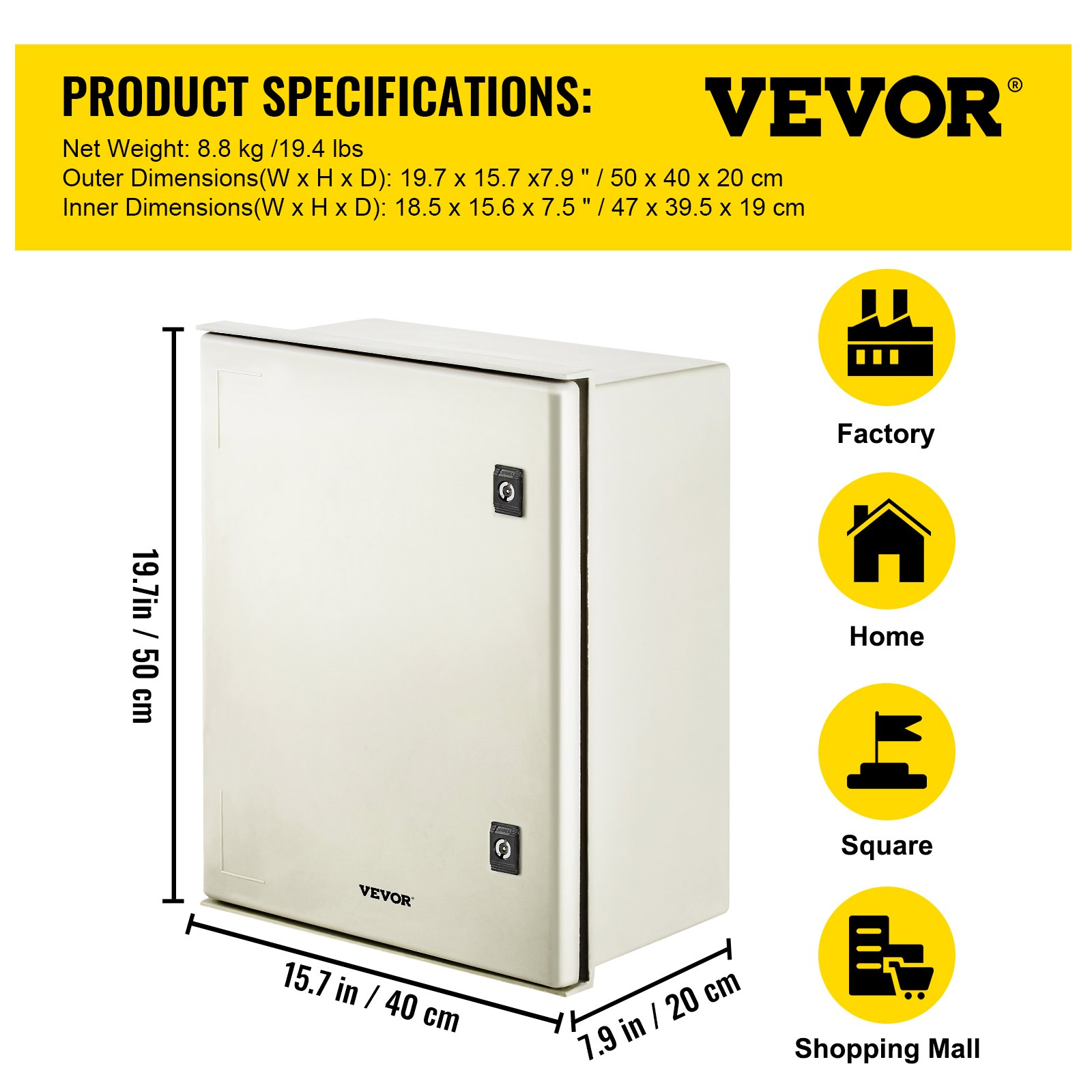 NEMA Enclosure 20x16x8" NEMA 4X Fiberglass Electrical Box, Mounting Plate