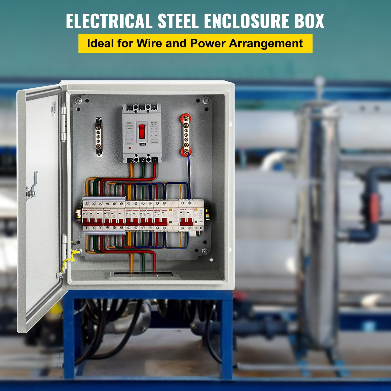 NEMA 4X Steel Enclosure, 10x8x6”, IP66 Waterproof Electrical Box w/ Mount Plate