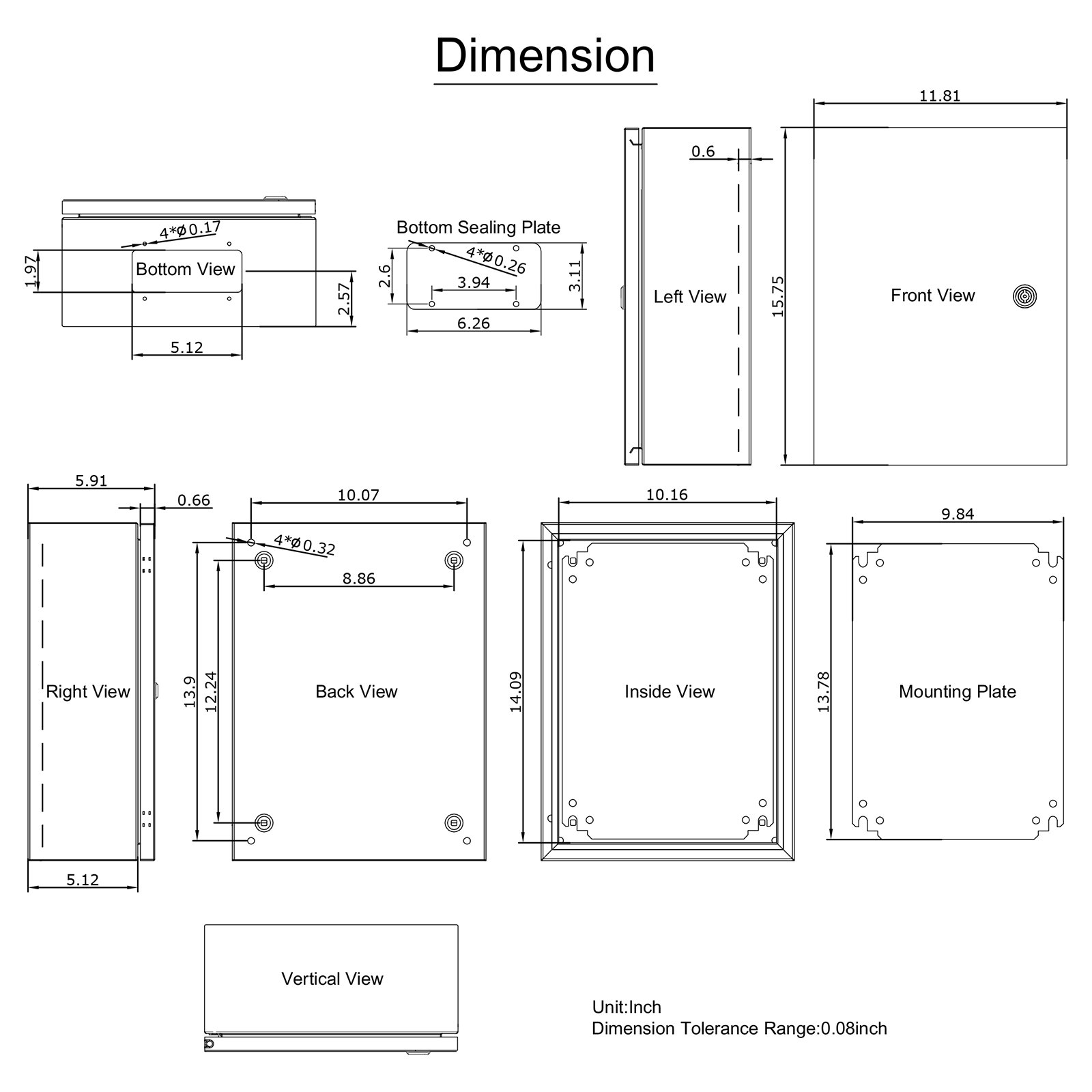 Electrical Enclosure Box, 16'' ×12'' ×6'', with Mounting Plate