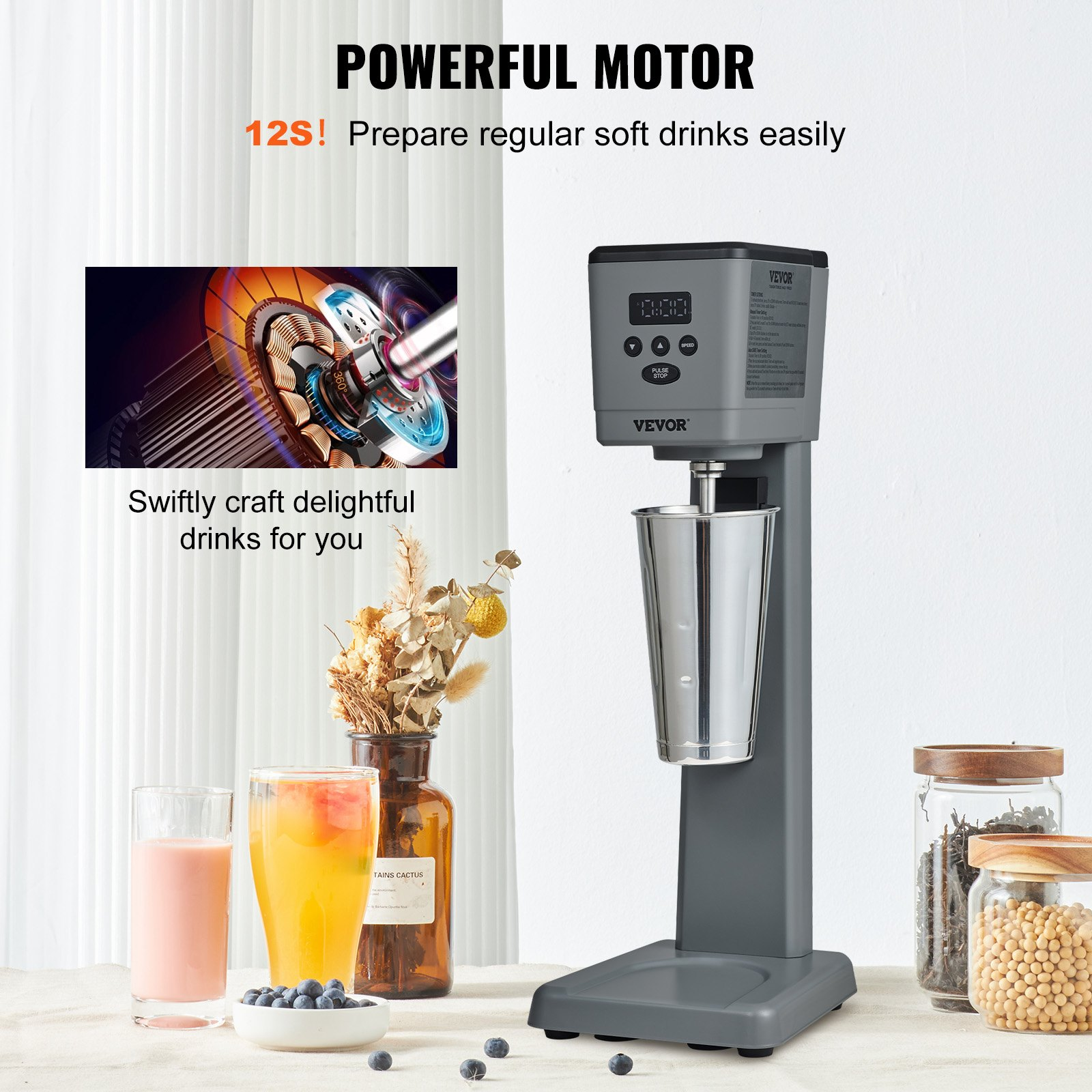 VEVOR Milkshake Maker Electric Milkshake Mixer Frothing Machine Stainless Steel - Foto 12