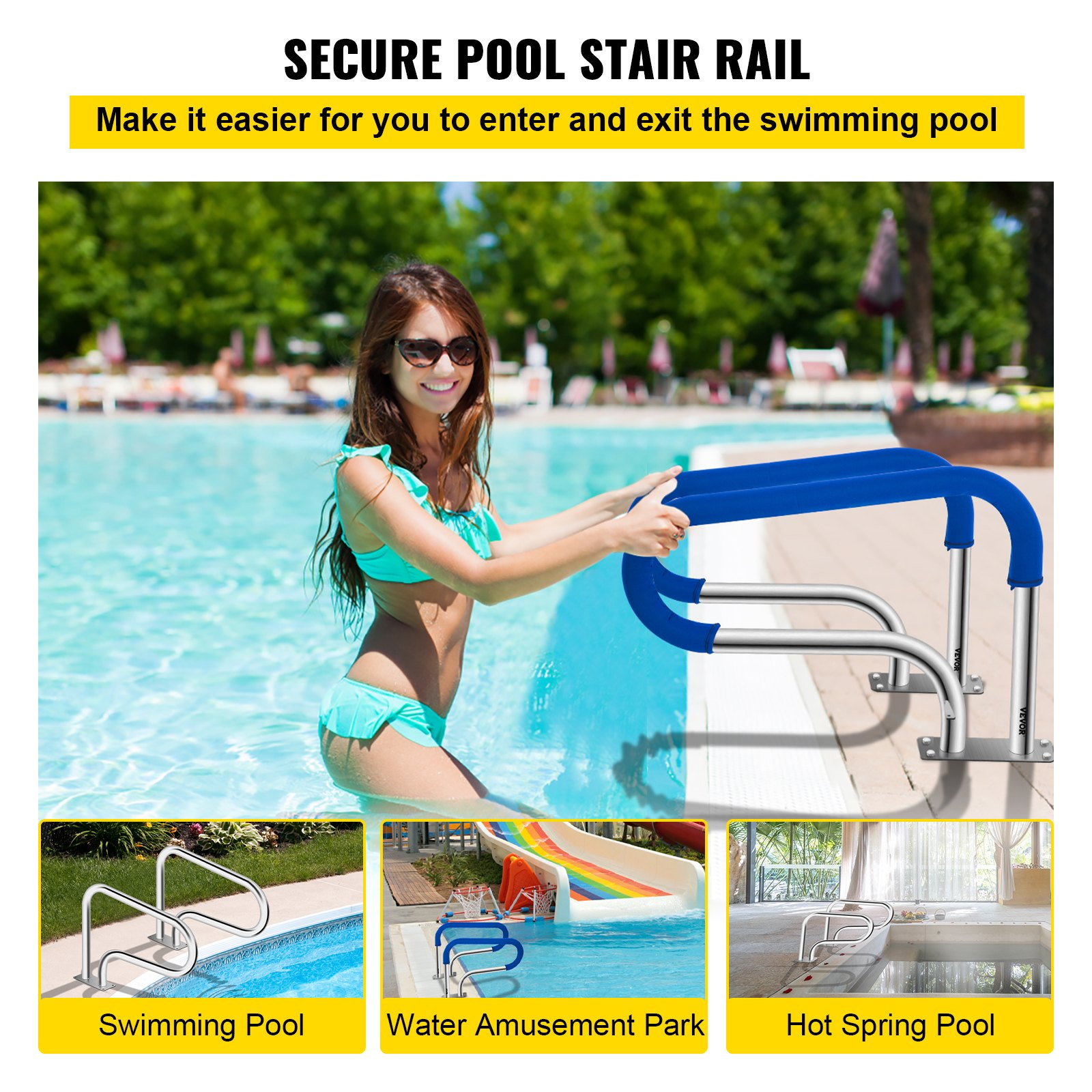 Pool Handrail, and Complete Mounting Accessories