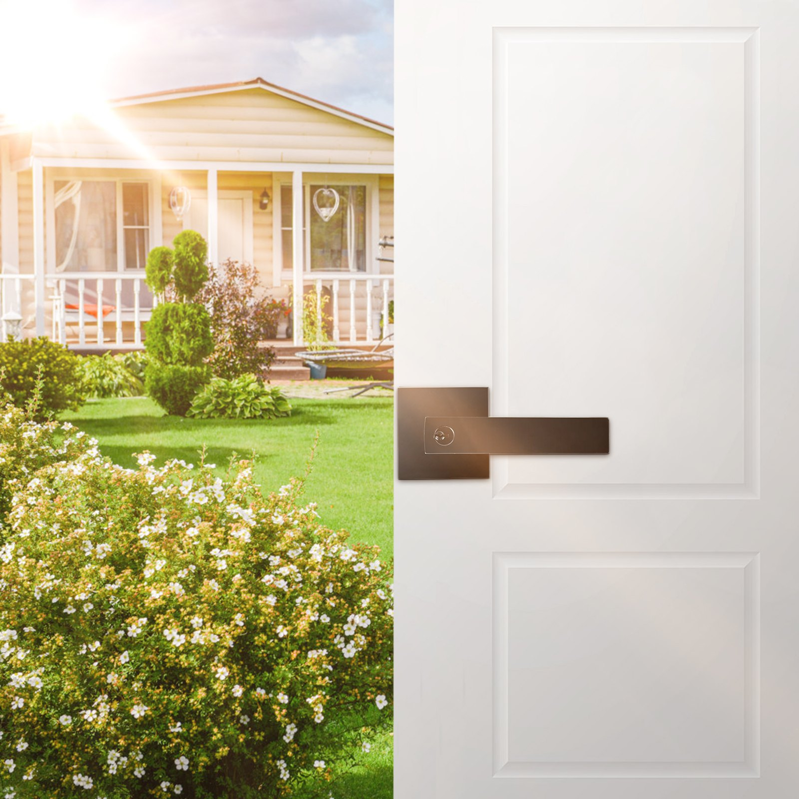 Manija de puerta con palanca de entrada VEVOR, 1 PC perilla de entrada negra, para puerta delantera - Imagen 7 de 10