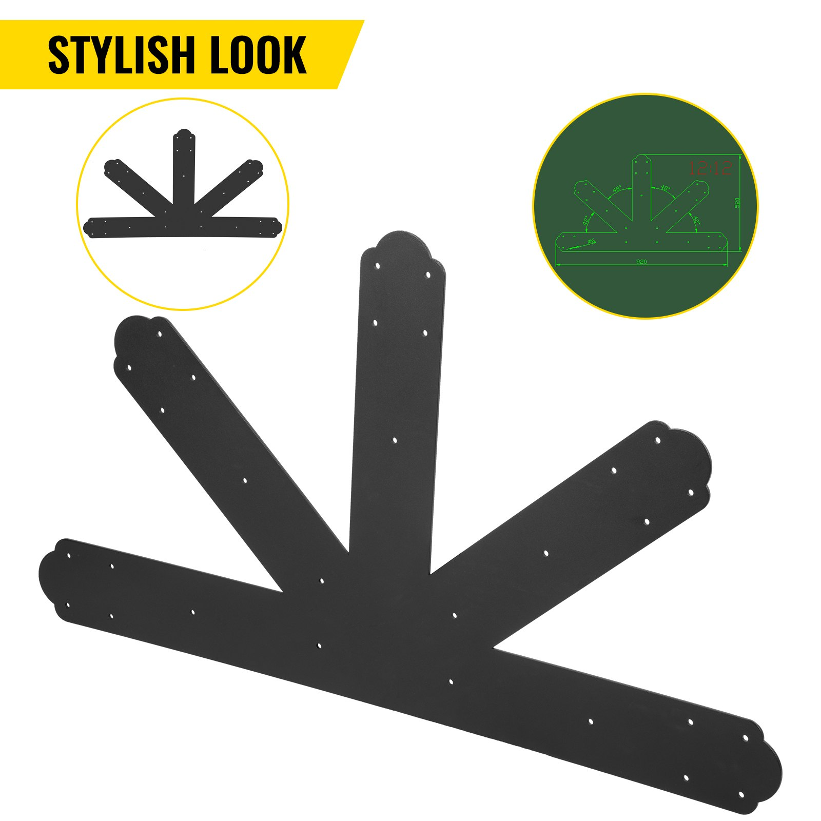 Gable Plate, Decorative Gable Plate with Bolts for Wooden Beam Use - Picture 5 of 10