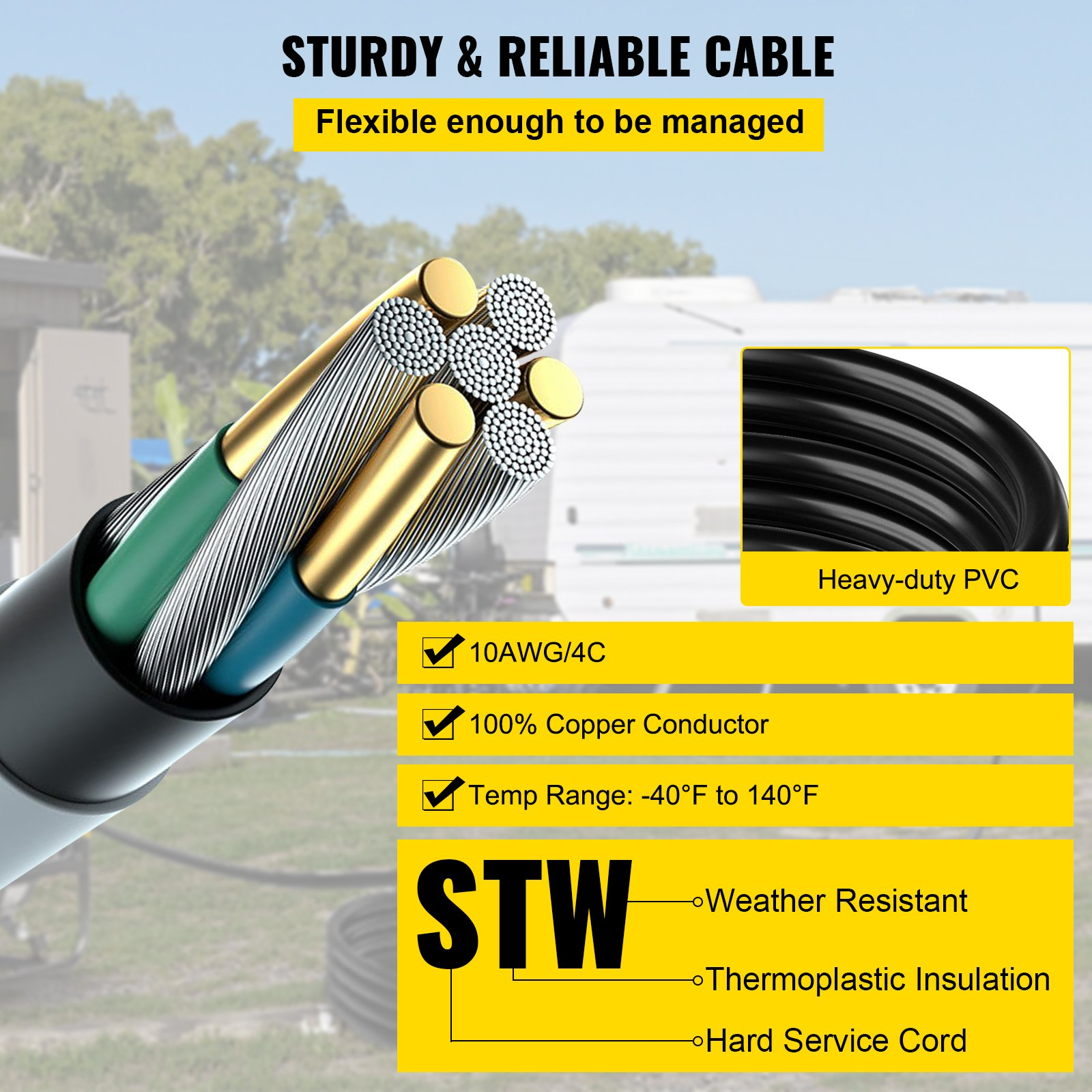 Heavy-Duty 40Ft 30 Amp Generator Extension Cord with Twist Lock Connectors - 10 - Picture 2 of 12